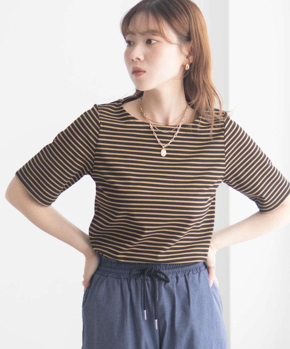 milli de l'air テレコハーフスリーブTシャツ レディース ネコポス 対応商品