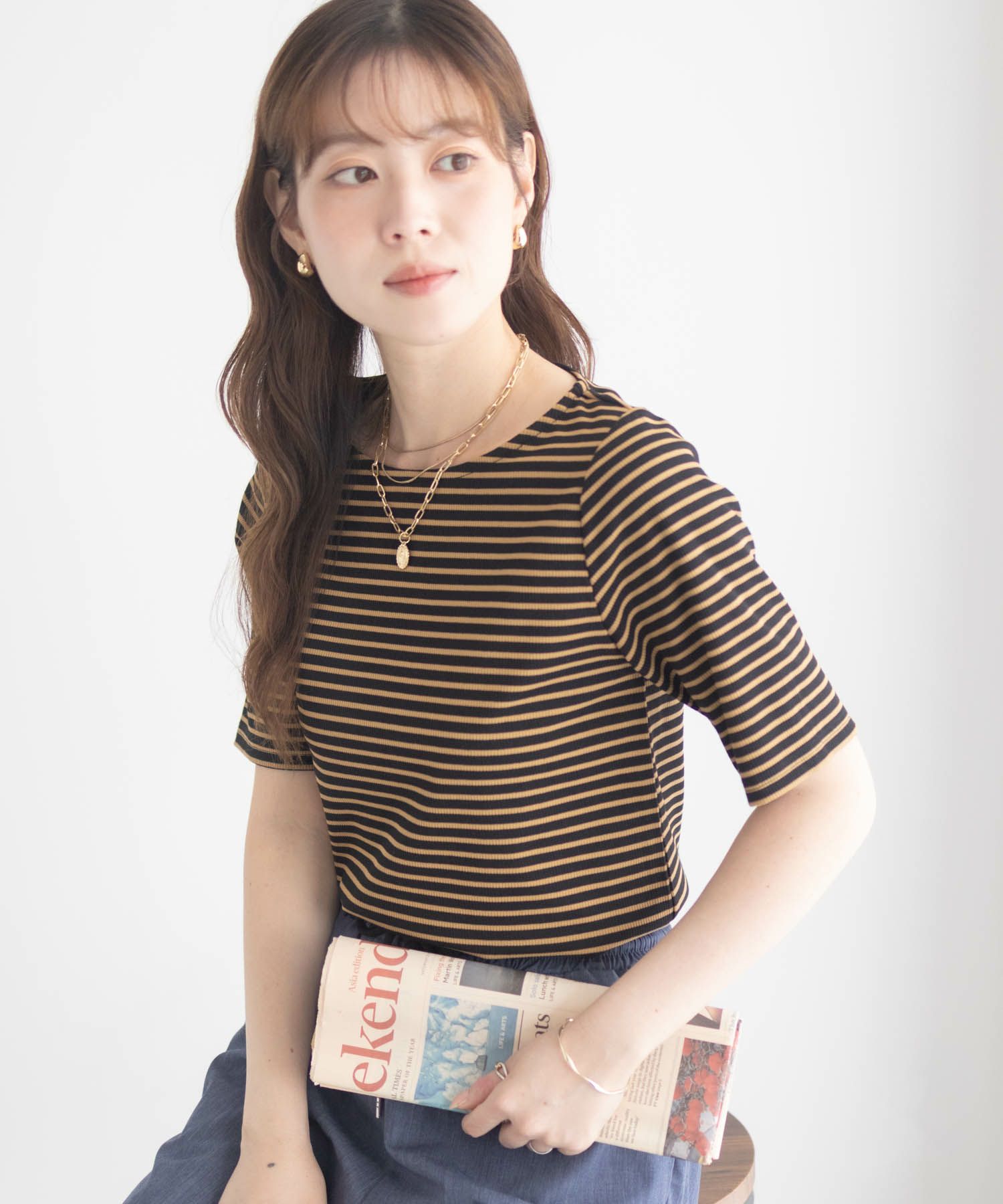 milli de l'air テレコハーフスリーブTシャツ レディース ネコポス 対応商品