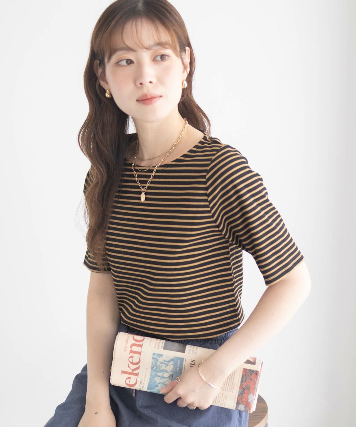 milli de l'air テレコハーフスリーブTシャツ レディース ネコポス 対応商品