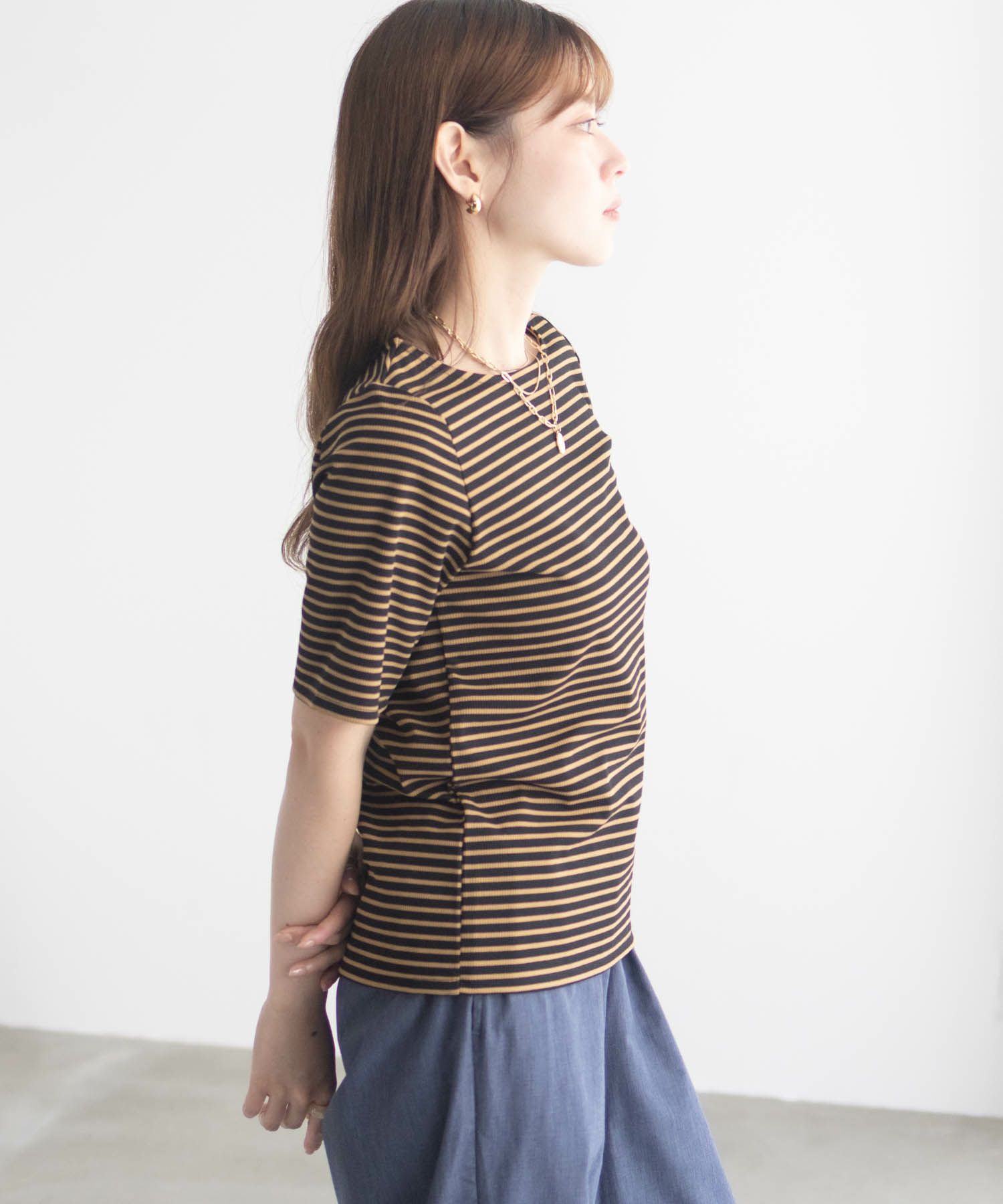 milli de l'air テレコハーフスリーブTシャツ レディース ネコポス 対応商品