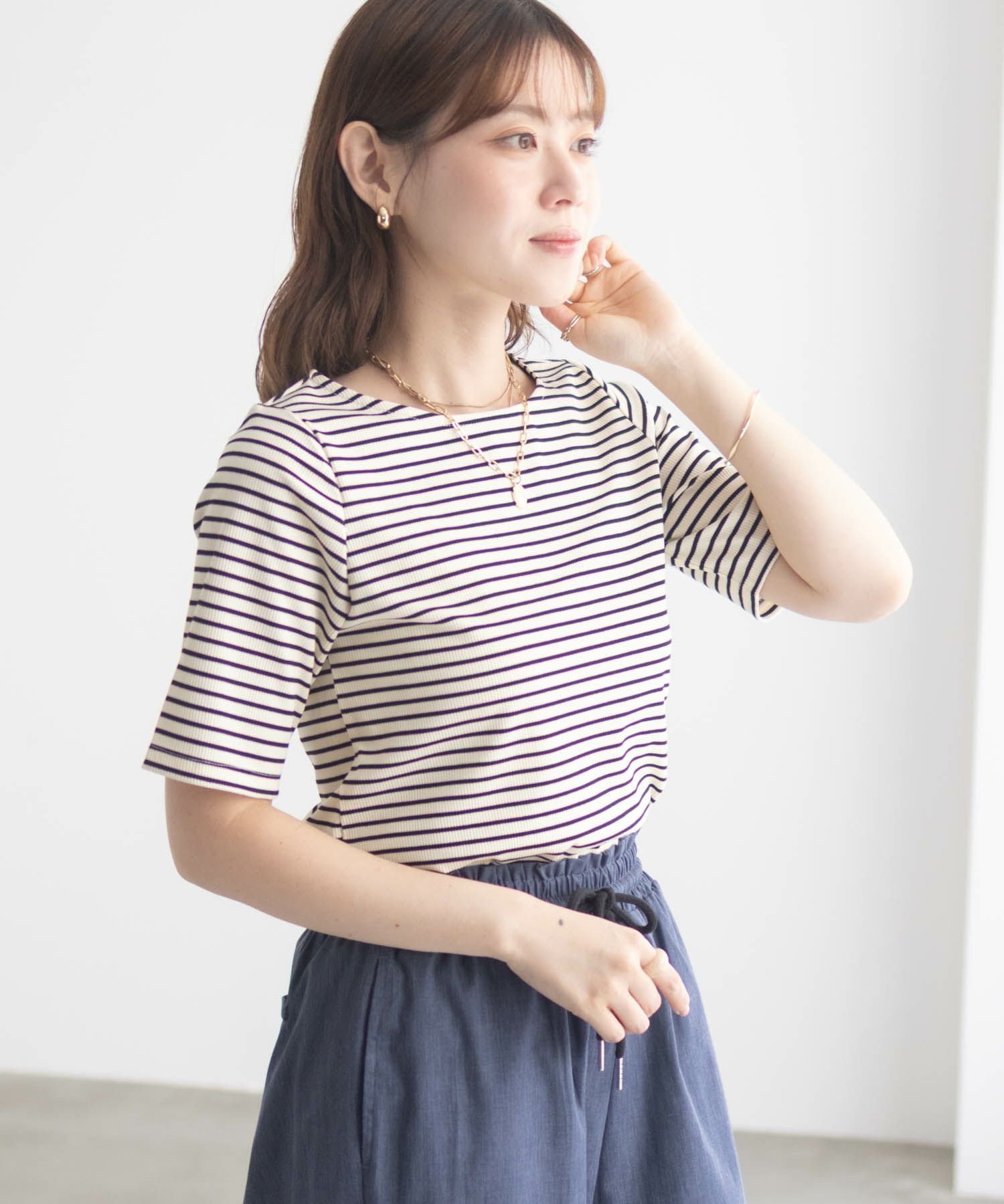 milli de l'air テレコハーフスリーブTシャツ レディース ネコポス 対応商品