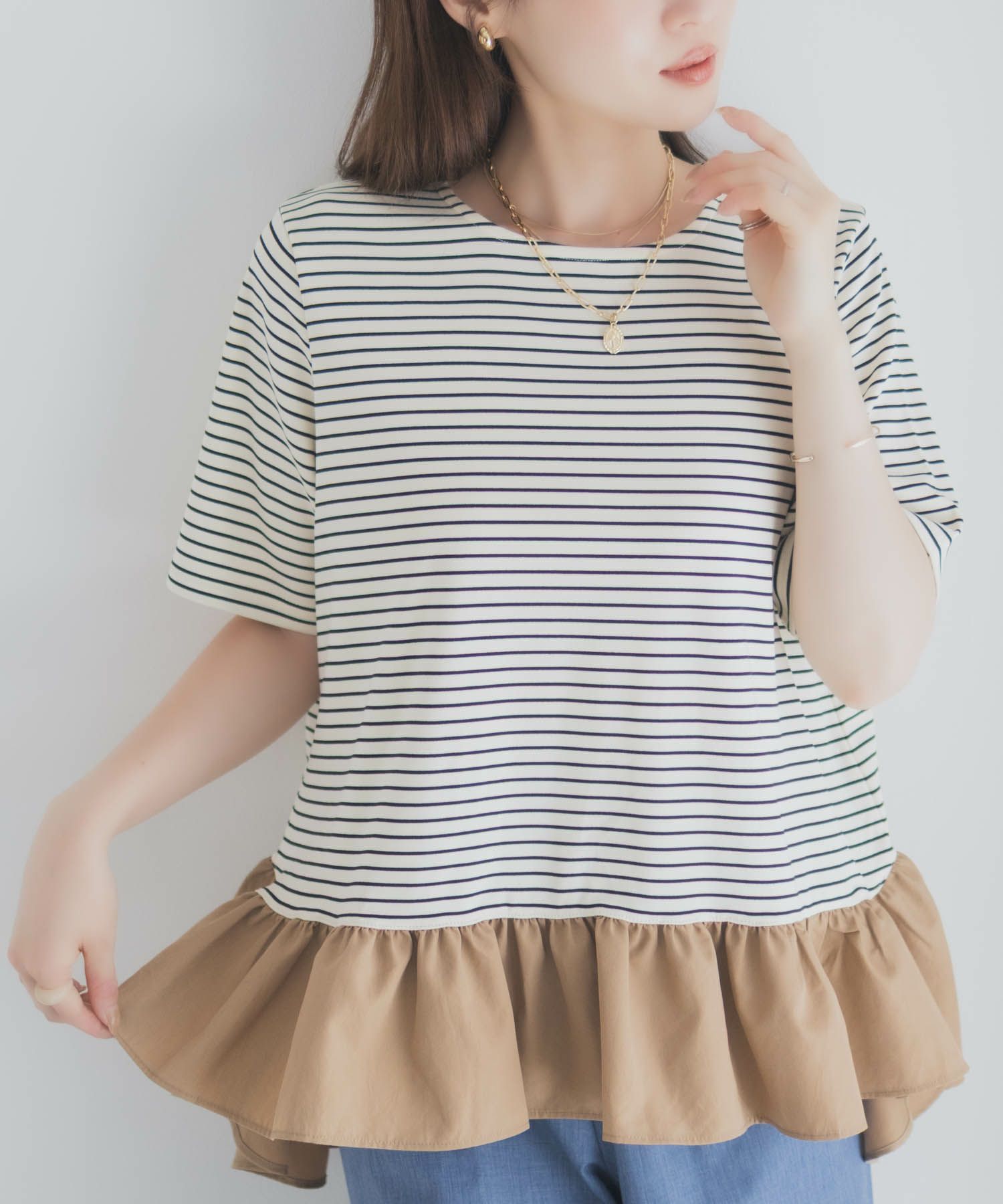 milli de l'air ヘム切替ペプラムトップス レディース メール便 対応商品商品サムネイル-1