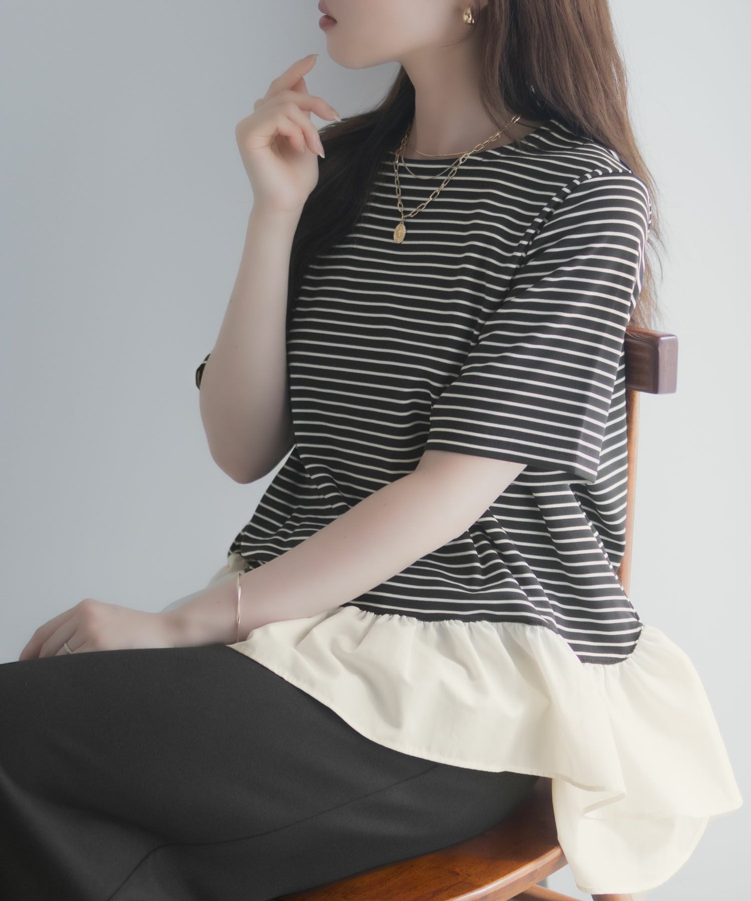 milli de l'air ヘム切替ペプラムトップス レディース ネコポス 対応商品