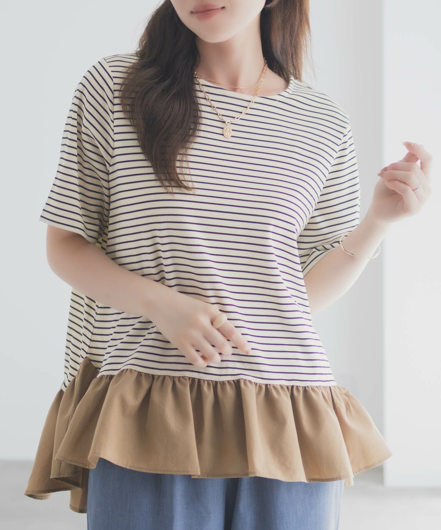 milli de l'air ヘム切替ペプラムトップス レディース ネコポス 対応商品