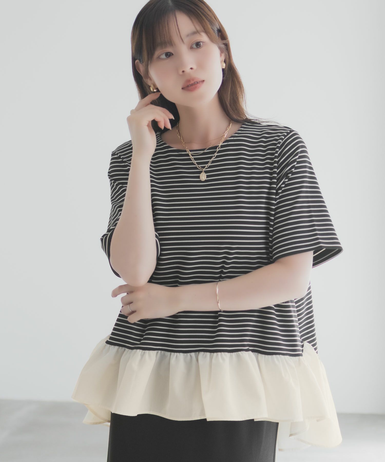 milli de l'air ヘム切替ペプラムトップス レディース メール便 対応商品商品画像-12