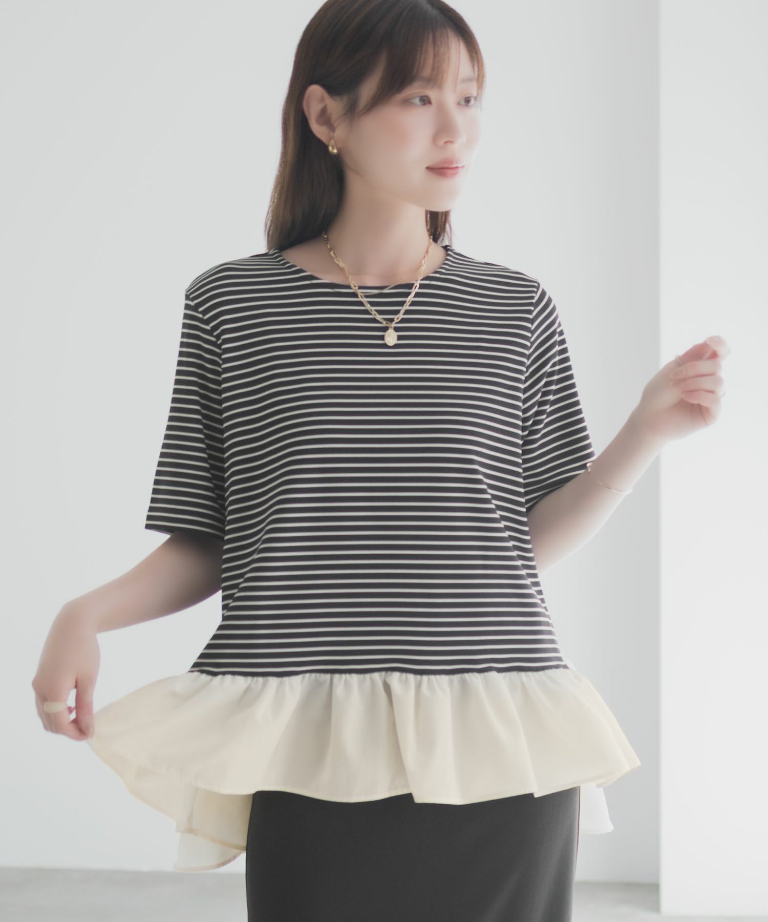 milli de l'air ヘム切替ペプラムトップス レディース メール便 対応商品商品画像-13