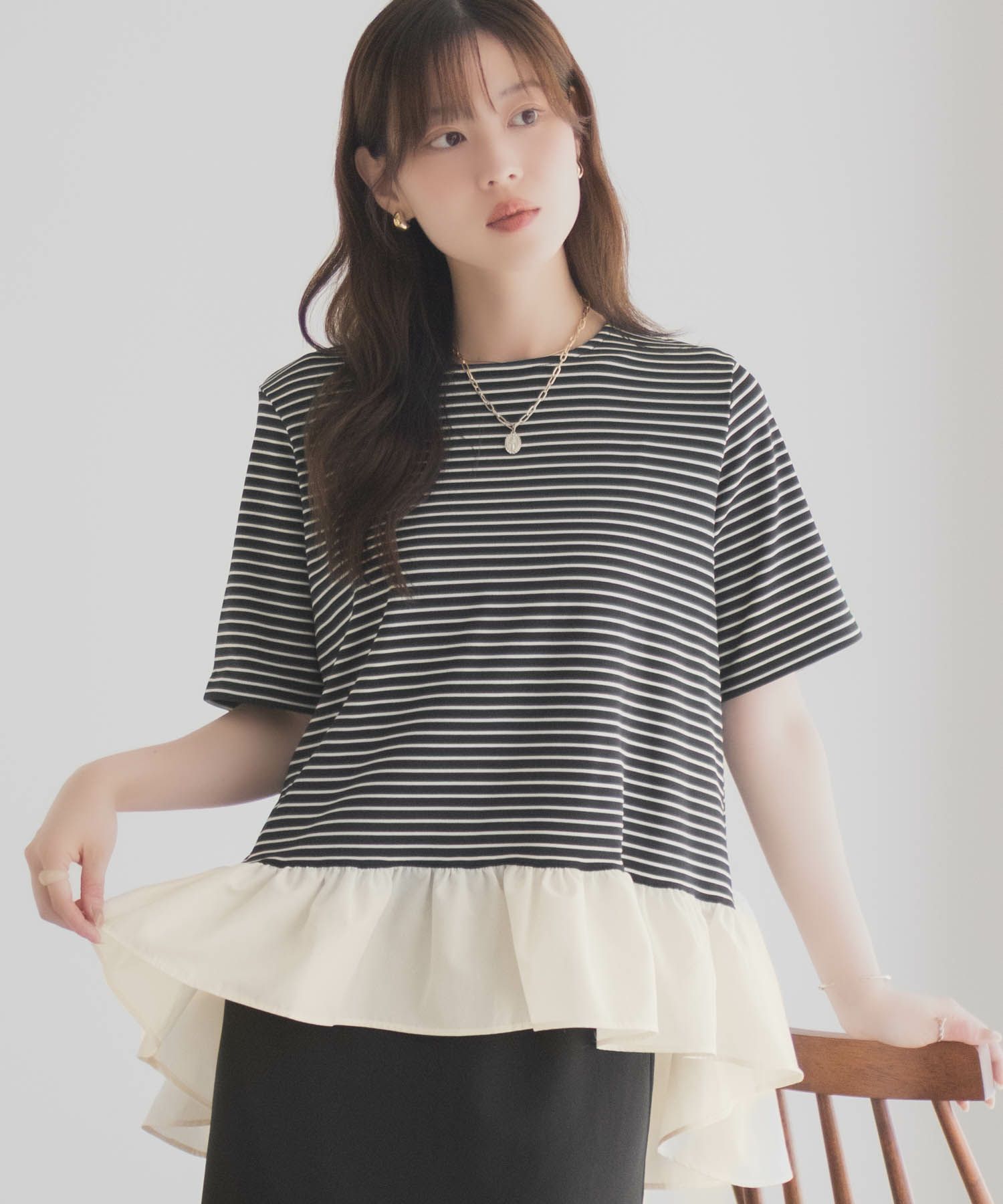 milli de l'air ヘム切替ペプラムトップス レディース メール便 対応商品商品画像-14