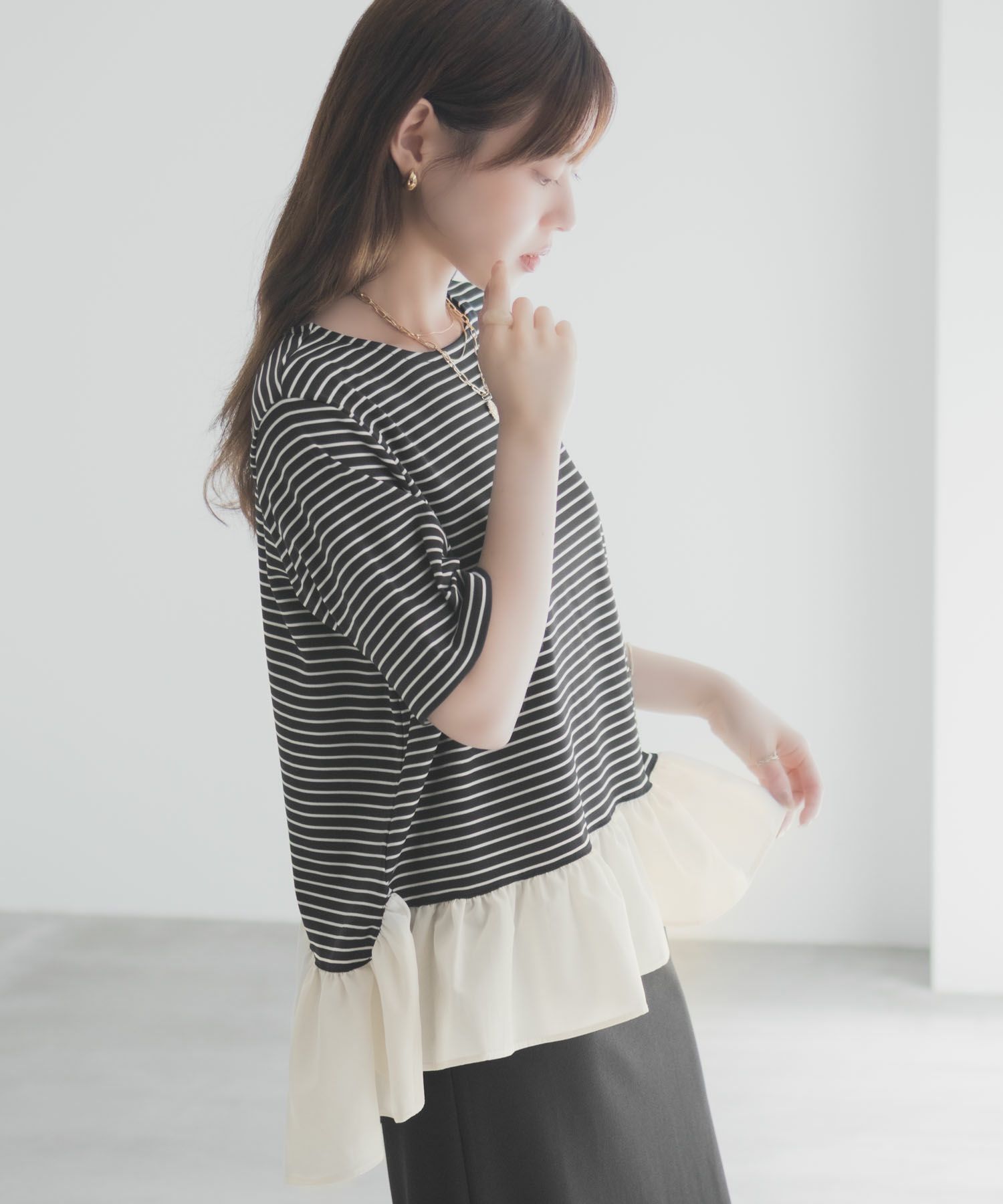 milli de l'air ヘム切替ペプラムトップス レディース メール便 対応商品商品画像-15