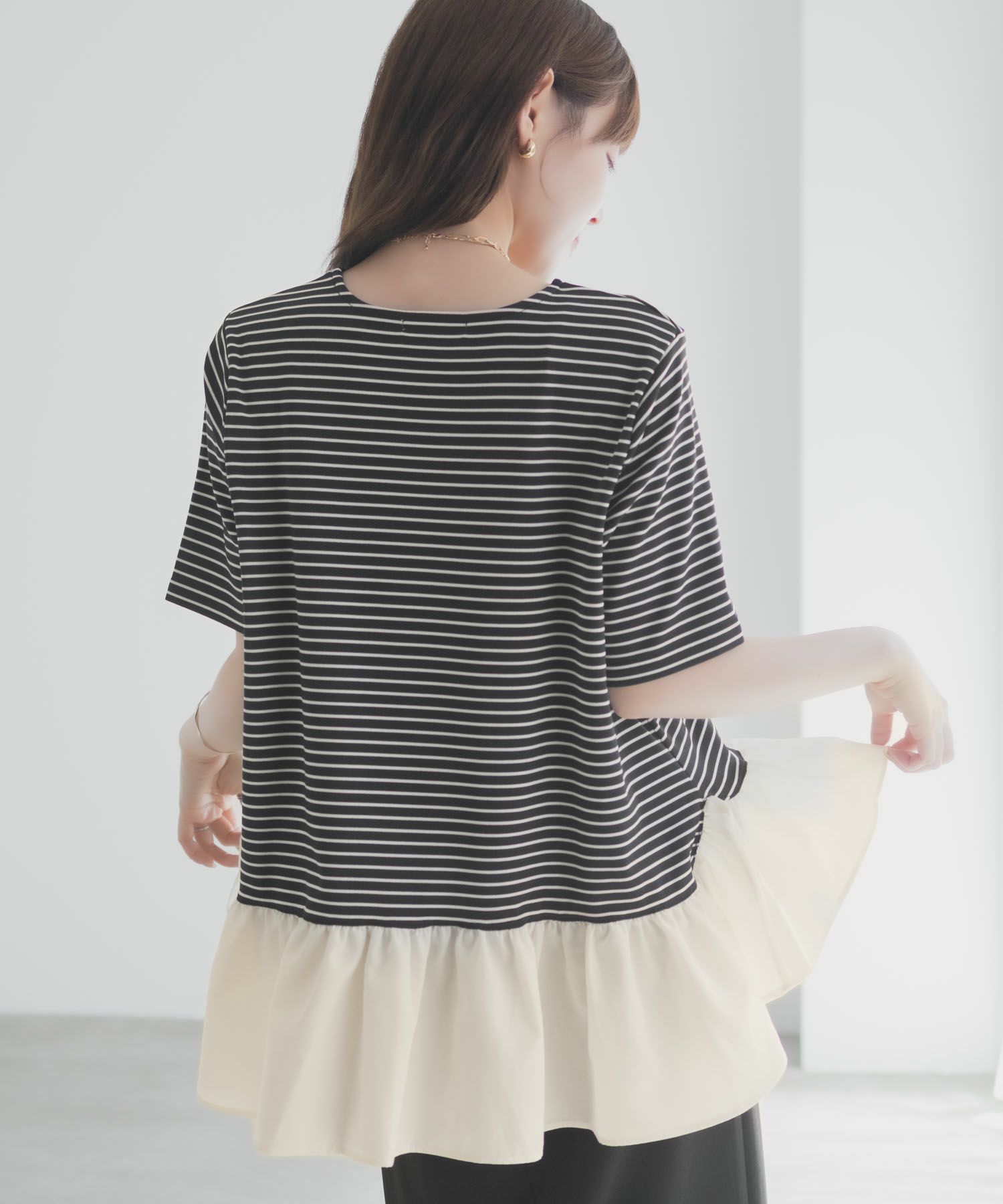 milli de l'air ヘム切替ペプラムトップス レディース メール便 対応商品商品画像-16