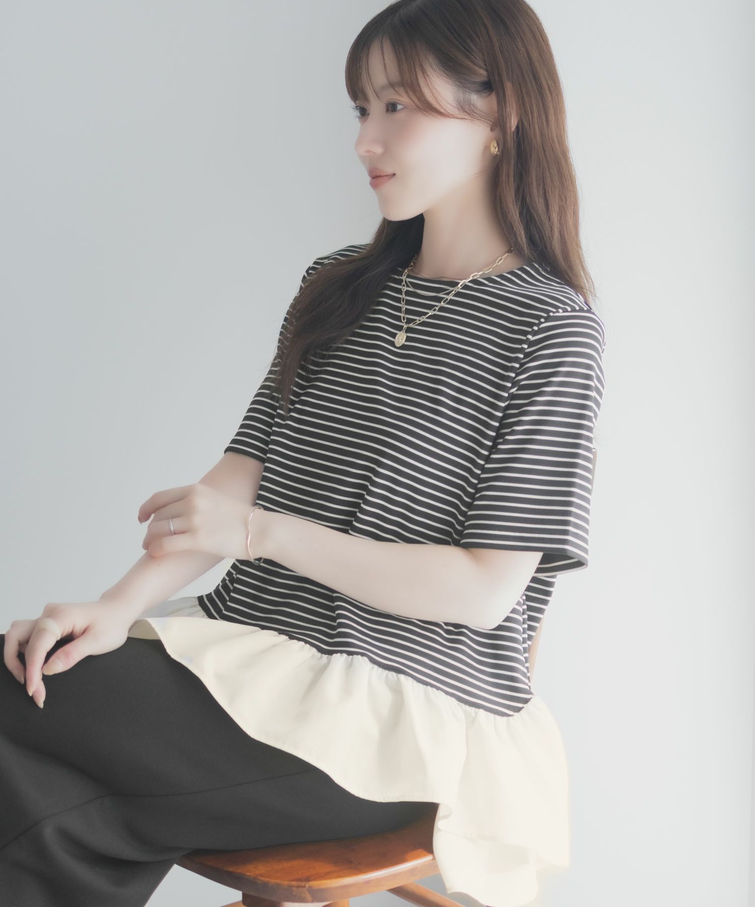 milli de l'air ヘム切替ペプラムトップス レディース メール便 対応商品商品画像-17