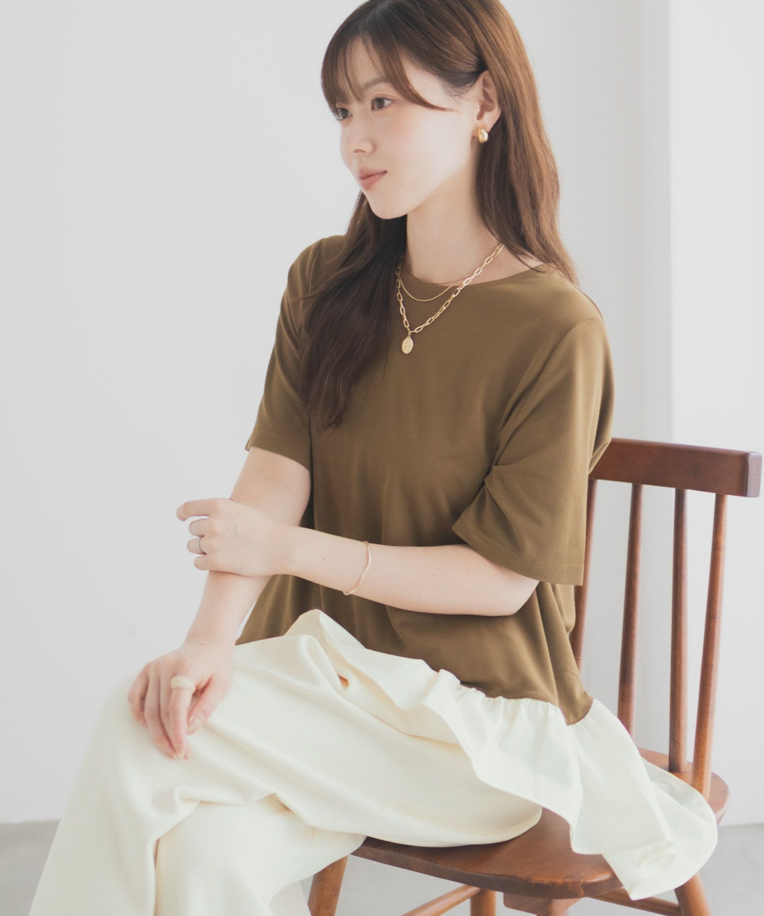 milli de l'air ポンチ素材 ヘム切替ペプラムトップス レディース メール便 対応商品商品サムネイル-14