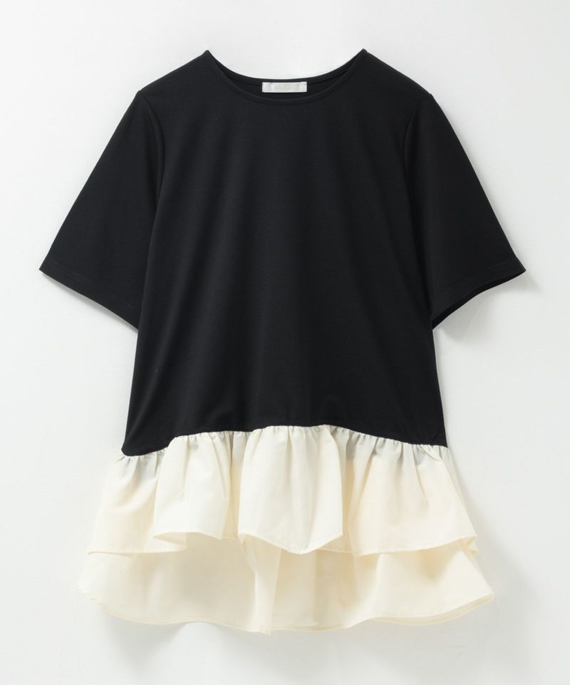 milli de l'air ポンチ素材 ヘム切替ペプラムトップス レディース メール便 対応商品商品画像-17