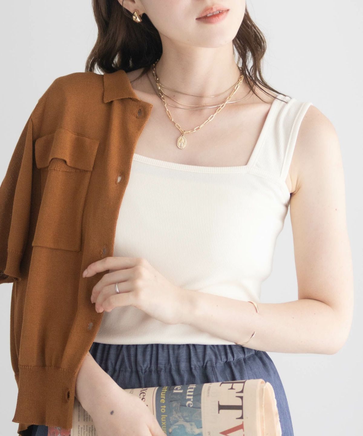 milli de l'air ワイドストラップスクエアタンクトップ レディース ネコポス 対応商品