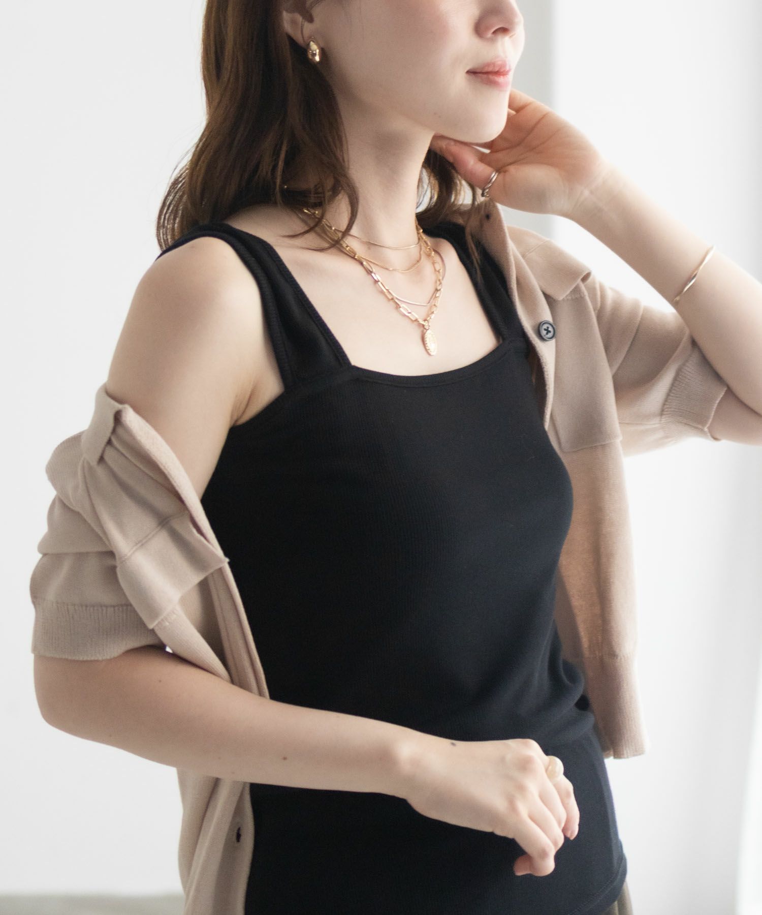 milli de l'air ワイドストラップスクエアタンクトップ レディース メール便 対応商品商品サムネイル-2