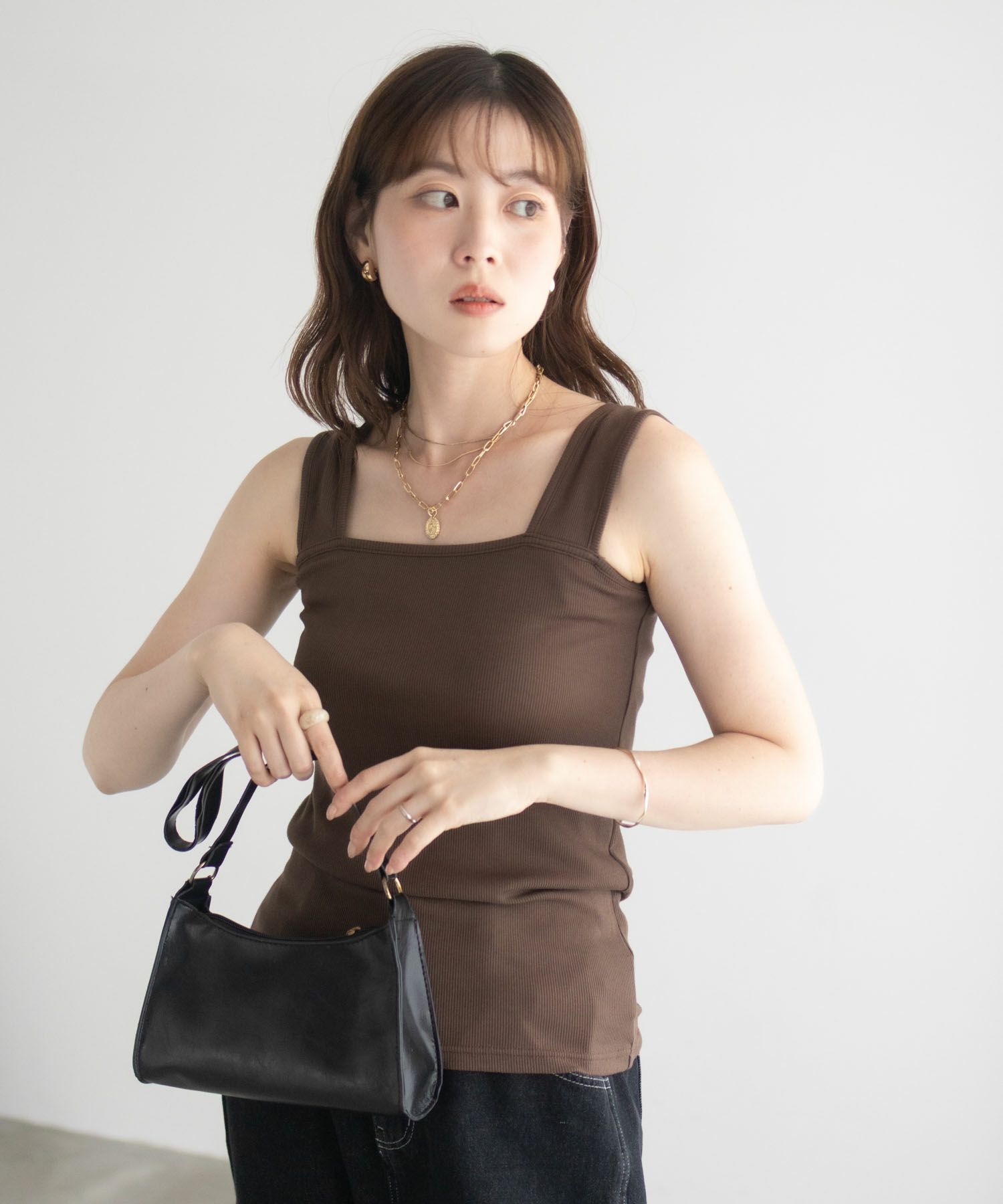 milli de l'air ワイドストラップスクエアタンクトップ レディース メール便 対応商品商品サムネイル-4