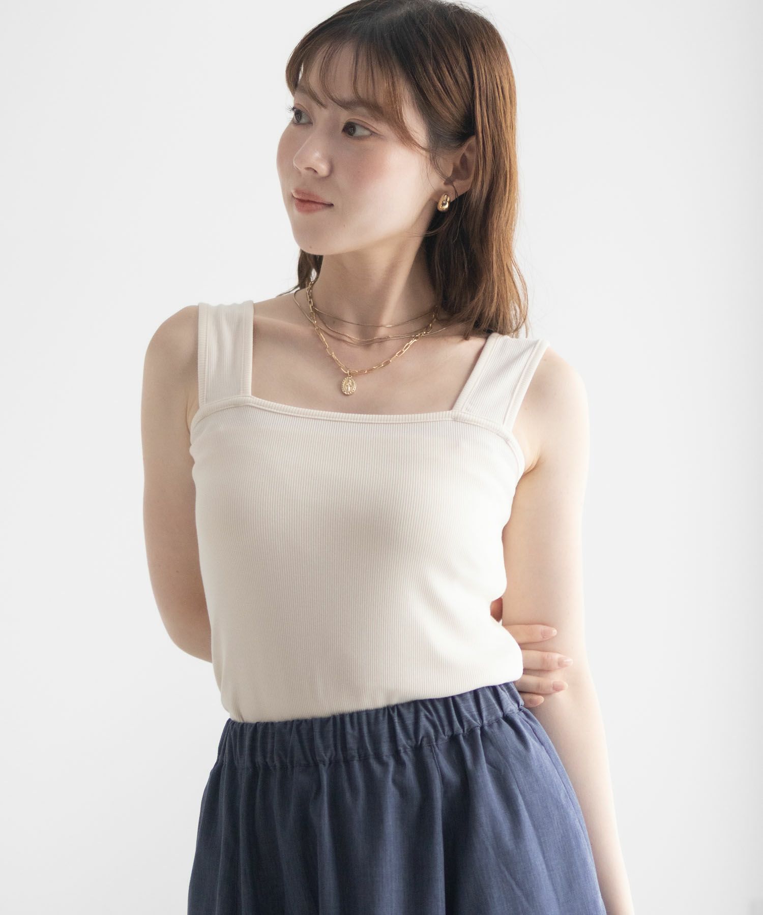 milli de l'air ワイドストラップスクエアタンクトップ レディース メール便 対応商品商品サムネイル-5