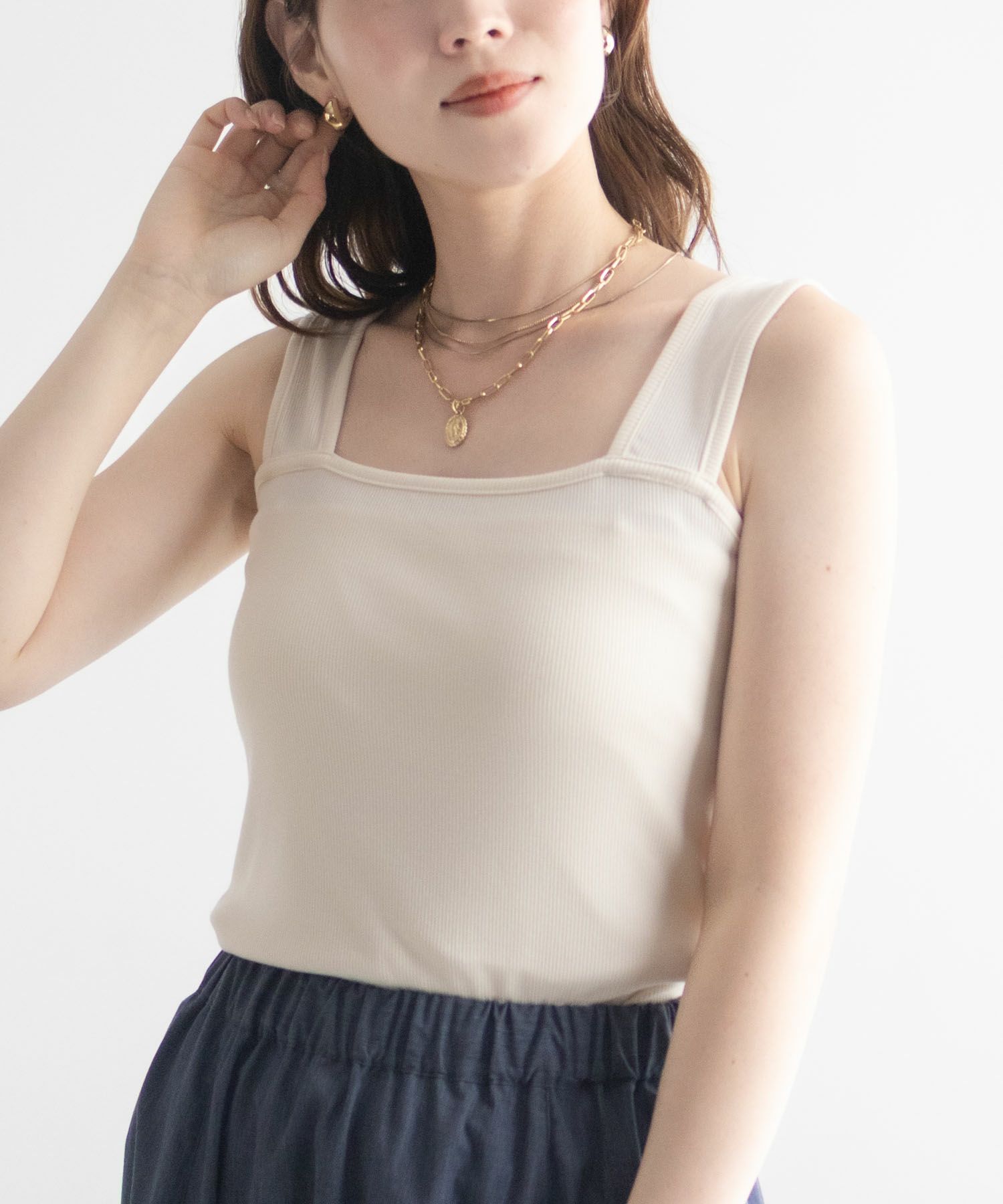 milli de l'air ワイドストラップスクエアタンクトップ レディース メール便 対応商品商品サムネイル-6