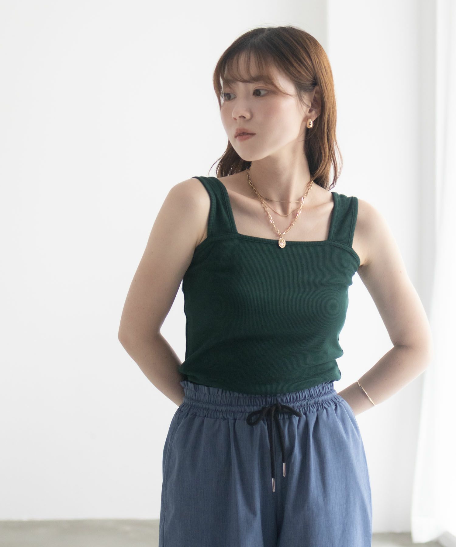 milli de l'air ワイドストラップスクエアタンクトップ レディース ネコポス 対応商品