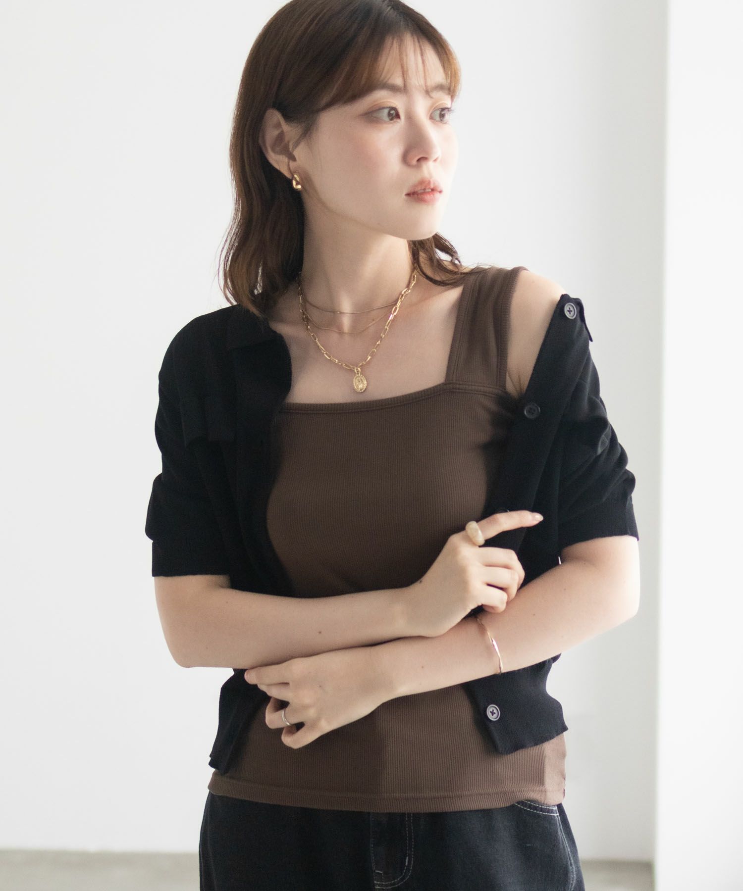 milli de l'air ワイドストラップスクエアタンクトップ レディース ネコポス 対応商品