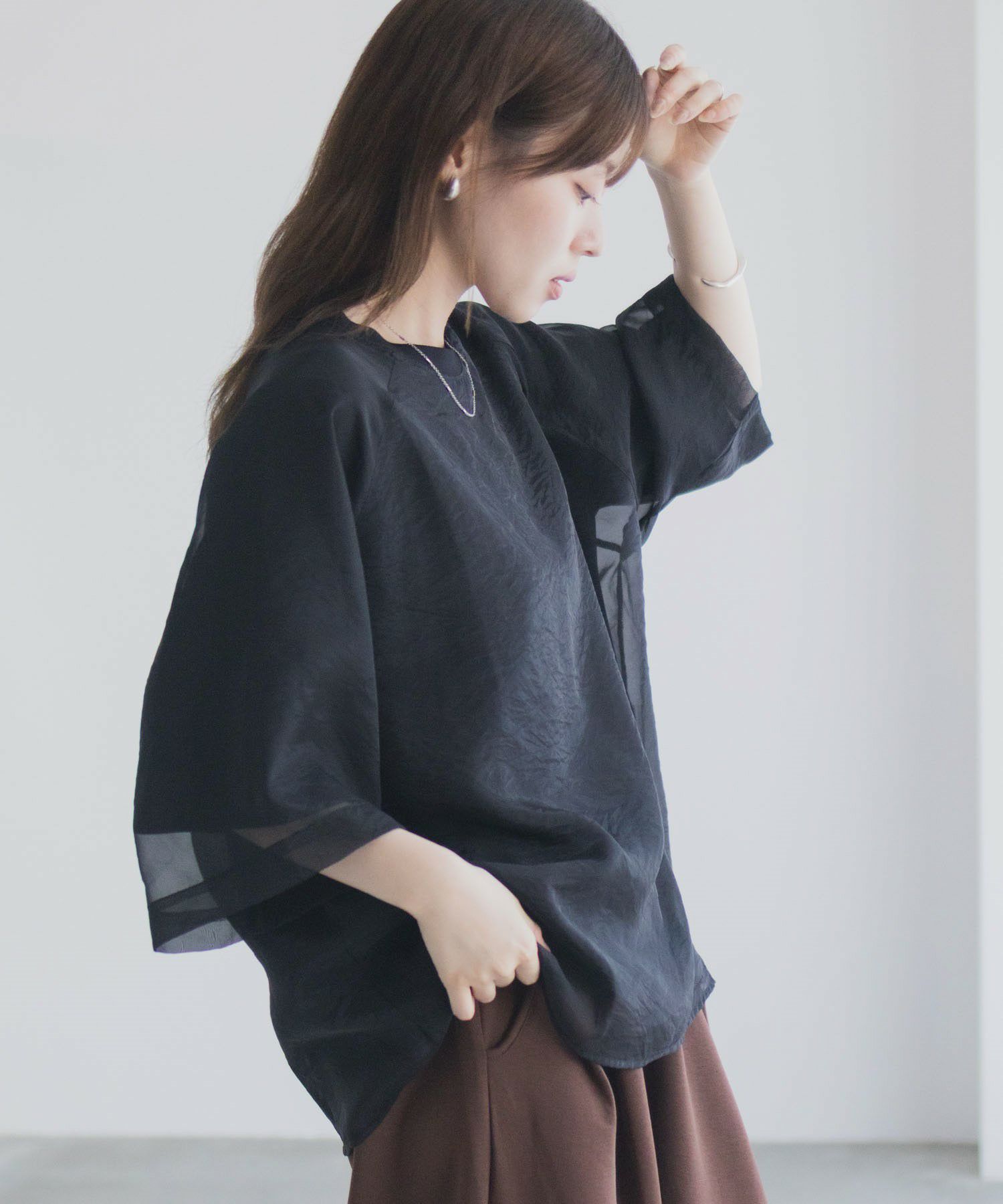 milli de l'air ポンチ素材 シアーレイヤードトップス レディース ネコポス 対応商品