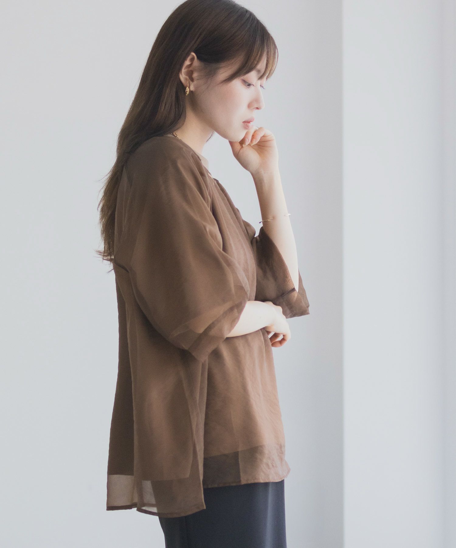 milli de l'air  ポンチ素材 シアーレイヤードトップス レディース メール便 対応商品商品サムネイル-9