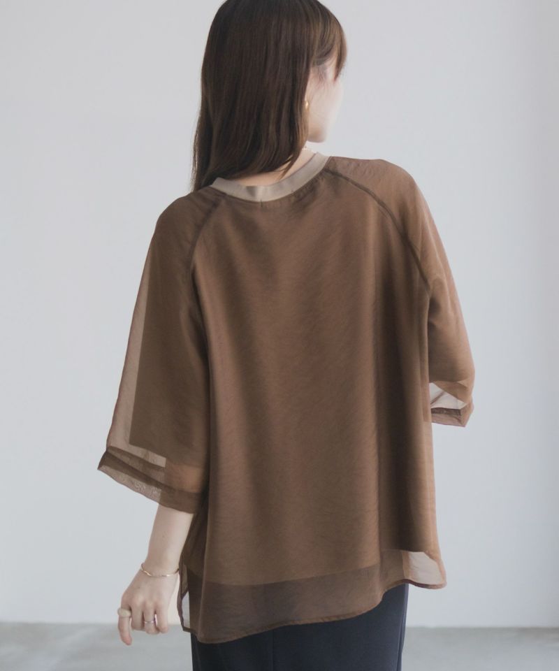 milli de l'air ポンチ素材 シアーレイヤードトップス レディース メール便 対応商品商品画像-10