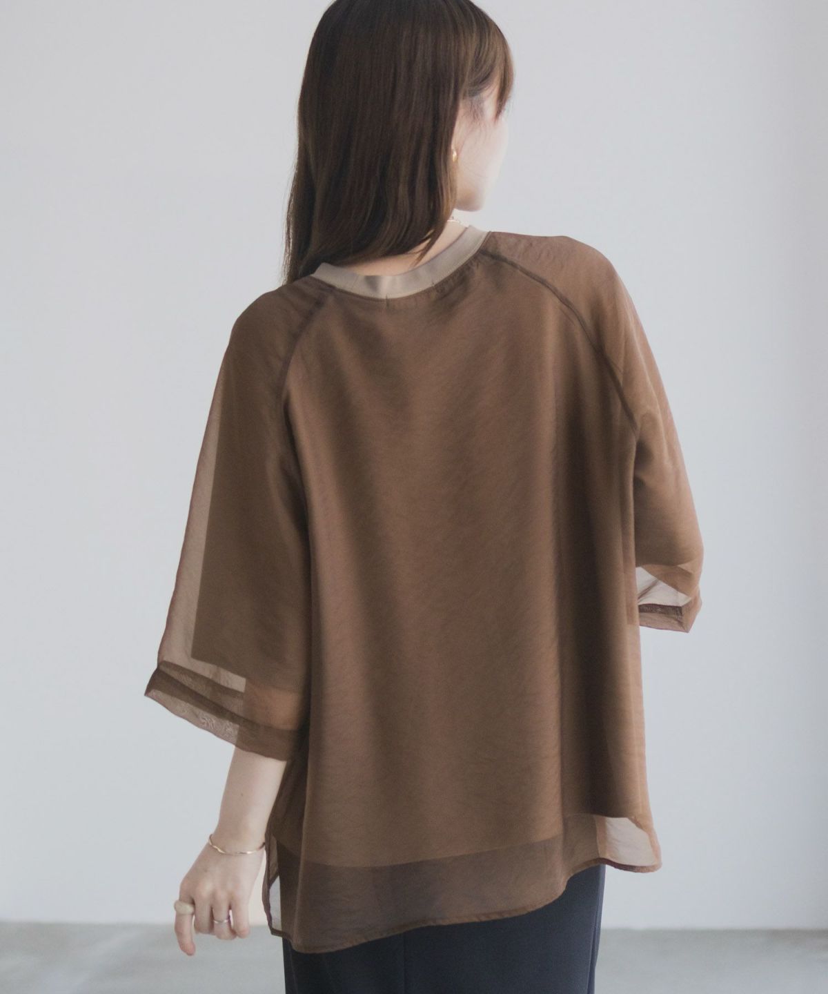 milli de l'air ポンチ素材 シアーレイヤードトップス レディース ネコポス 対応商品