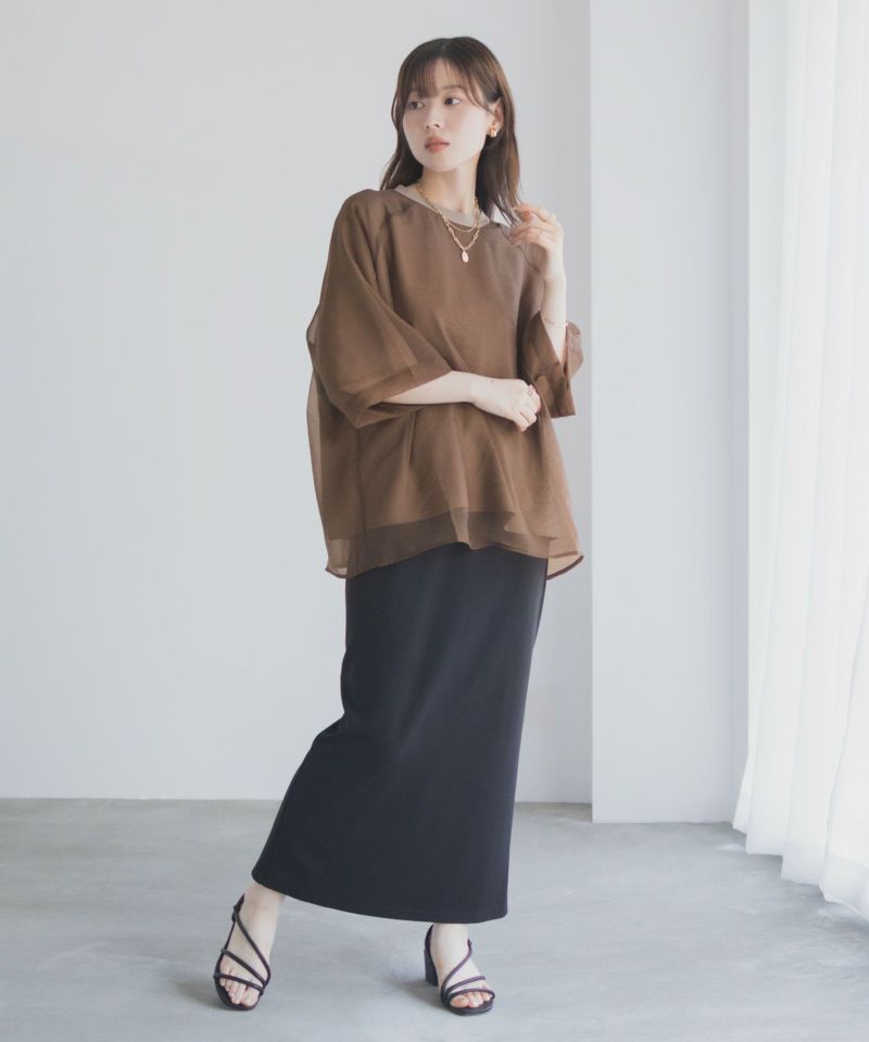 milli de l'air  ポンチ素材 シアーレイヤードトップス レディース メール便 対応商品商品画像-11