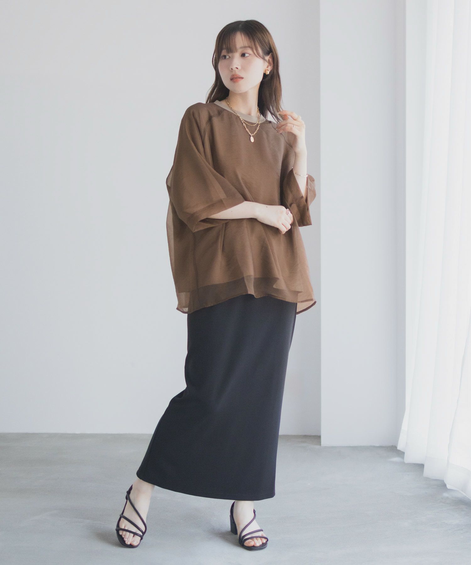 milli de l'air  ポンチ素材 シアーレイヤードトップス レディース メール便 対応商品商品サムネイル-11