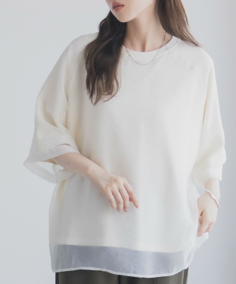 milli de l'air ポンチ素材 シアーレイヤードトップス レディース メール便 対応商品商品画像-12