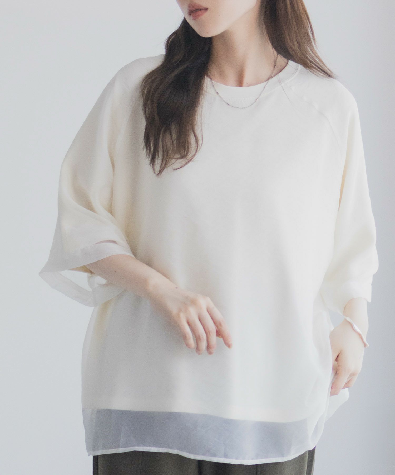 milli de l'air ポンチ素材 シアーレイヤードトップス レディース メール便 対応商品商品サムネイル-12