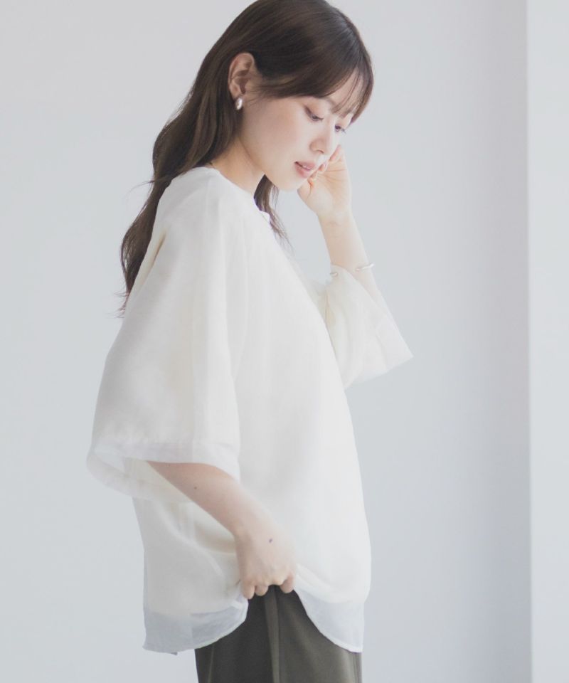 milli de l'air ポンチ素材 シアーレイヤードトップス レディース メール便 対応商品商品画像-13