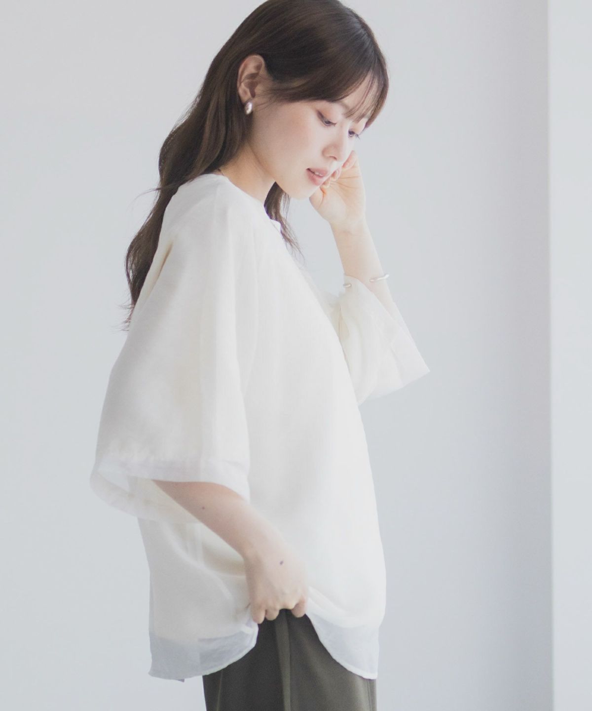 milli de l'air ポンチ素材 シアーレイヤードトップス レディース ネコポス 対応商品