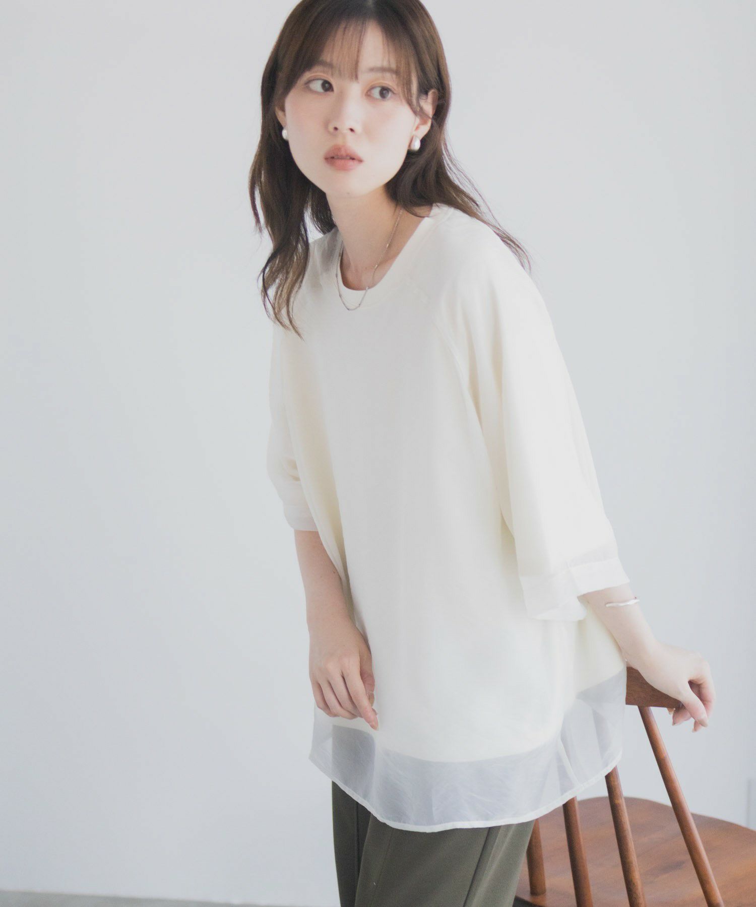 milli de l'air  ポンチ素材 シアーレイヤードトップス レディース メール便 対応商品商品サムネイル-15