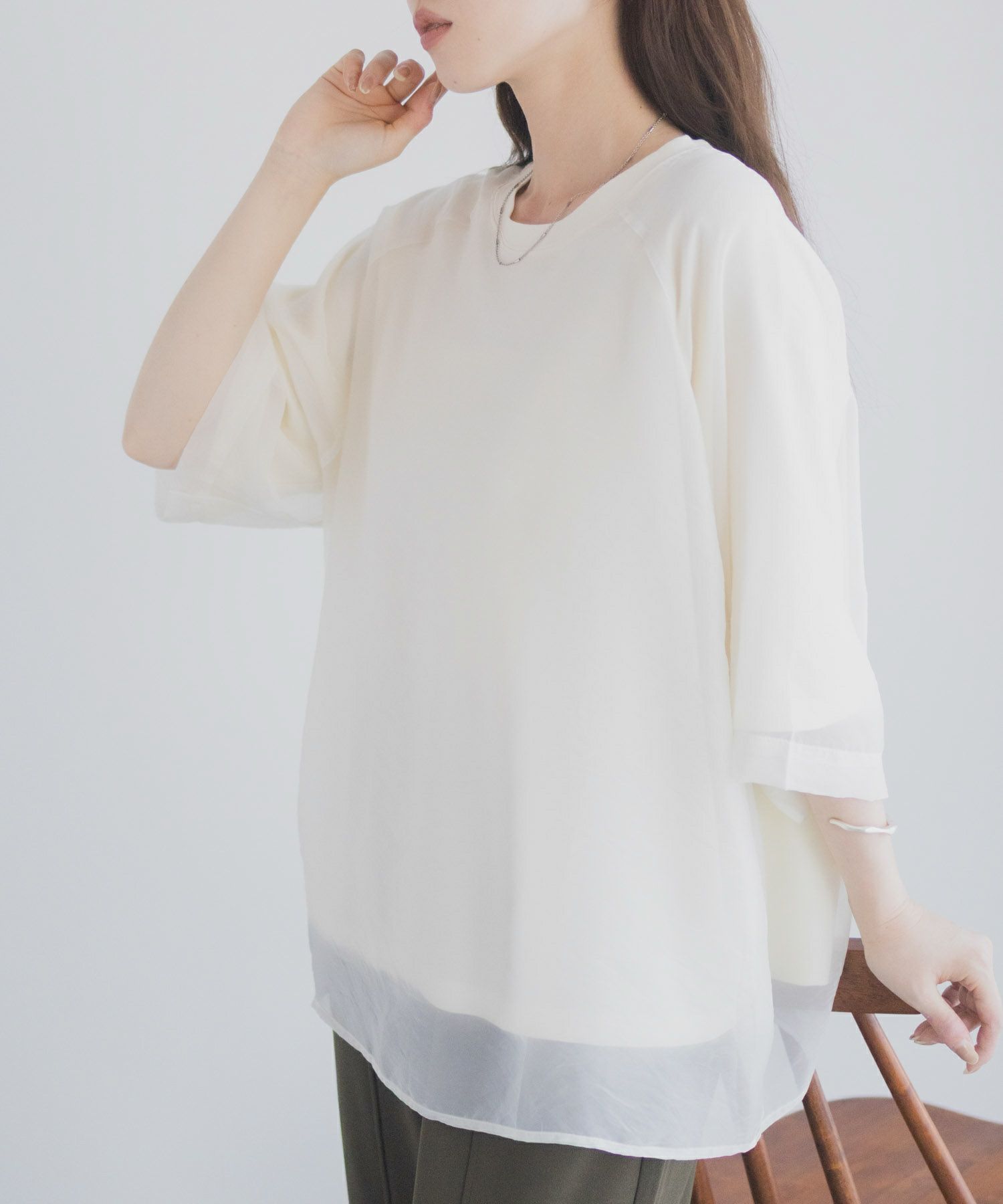 milli de l'air ポンチ素材 シアーレイヤードトップス レディース メール便 対応商品商品サムネイル-16