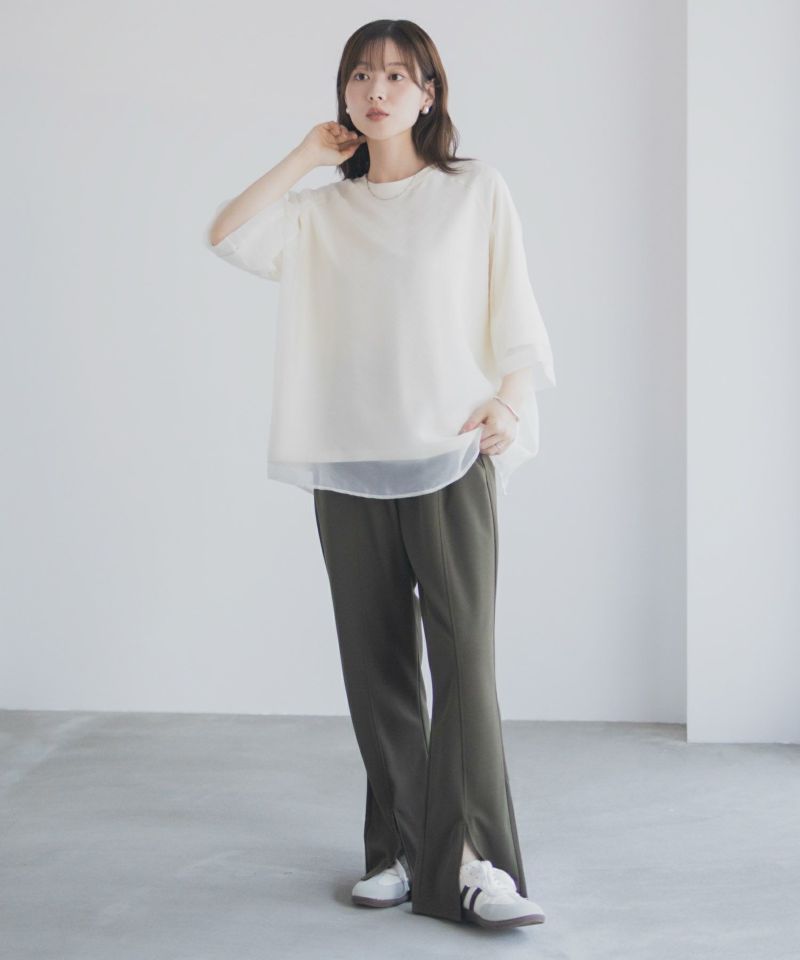 milli de l'air ポンチ素材 シアーレイヤードトップス レディース メール便 対応商品商品画像-17