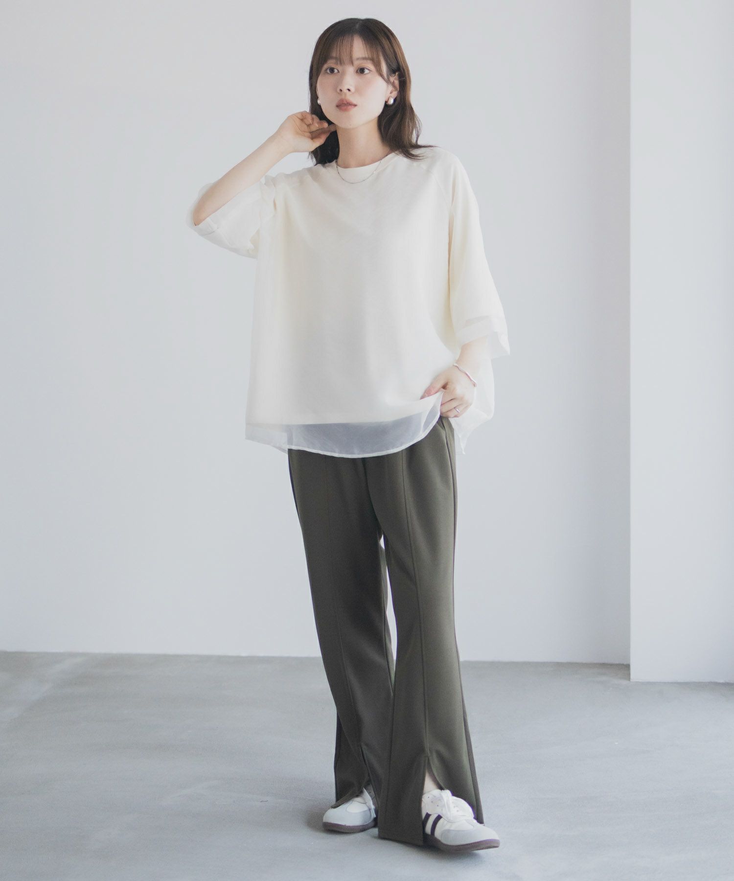 milli de l'air  ポンチ素材 シアーレイヤードトップス レディース メール便 対応商品商品サムネイル-17