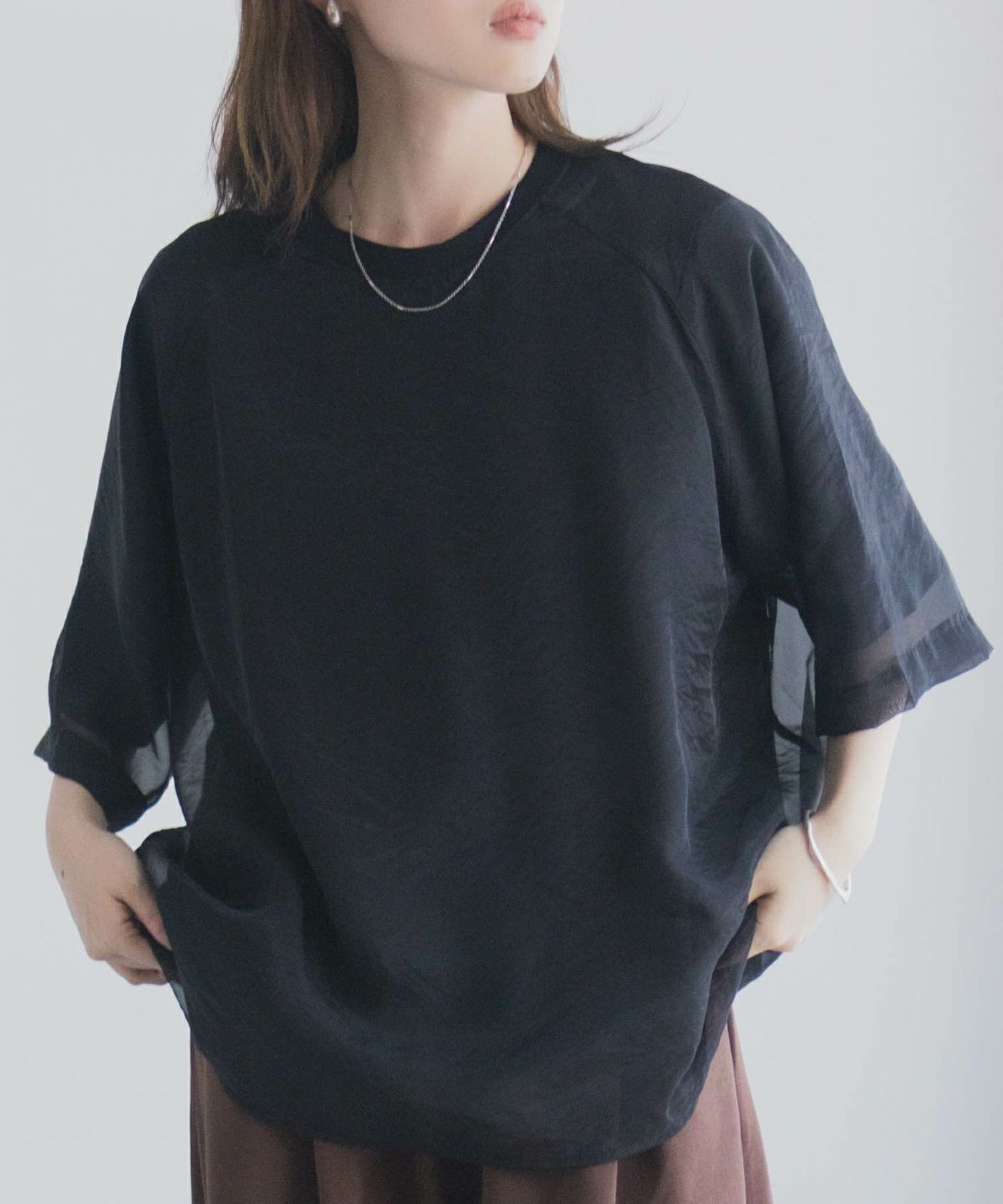 milli de l'air ポンチ素材 シアーレイヤードトップス レディース ネコポス 対応商品