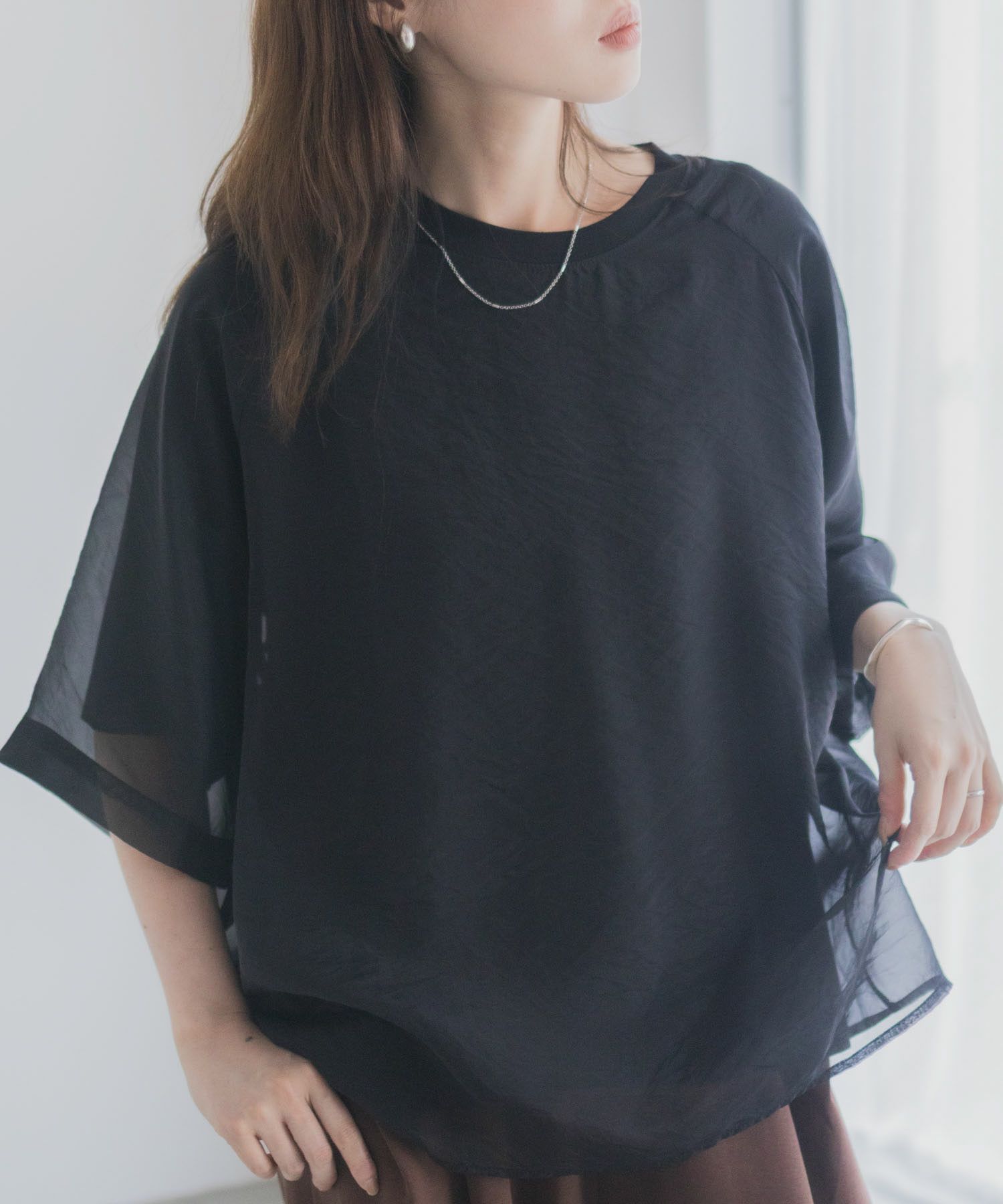 milli de l'air ポンチ素材 シアーレイヤードトップス レディース メール便 対応商品商品サムネイル-20