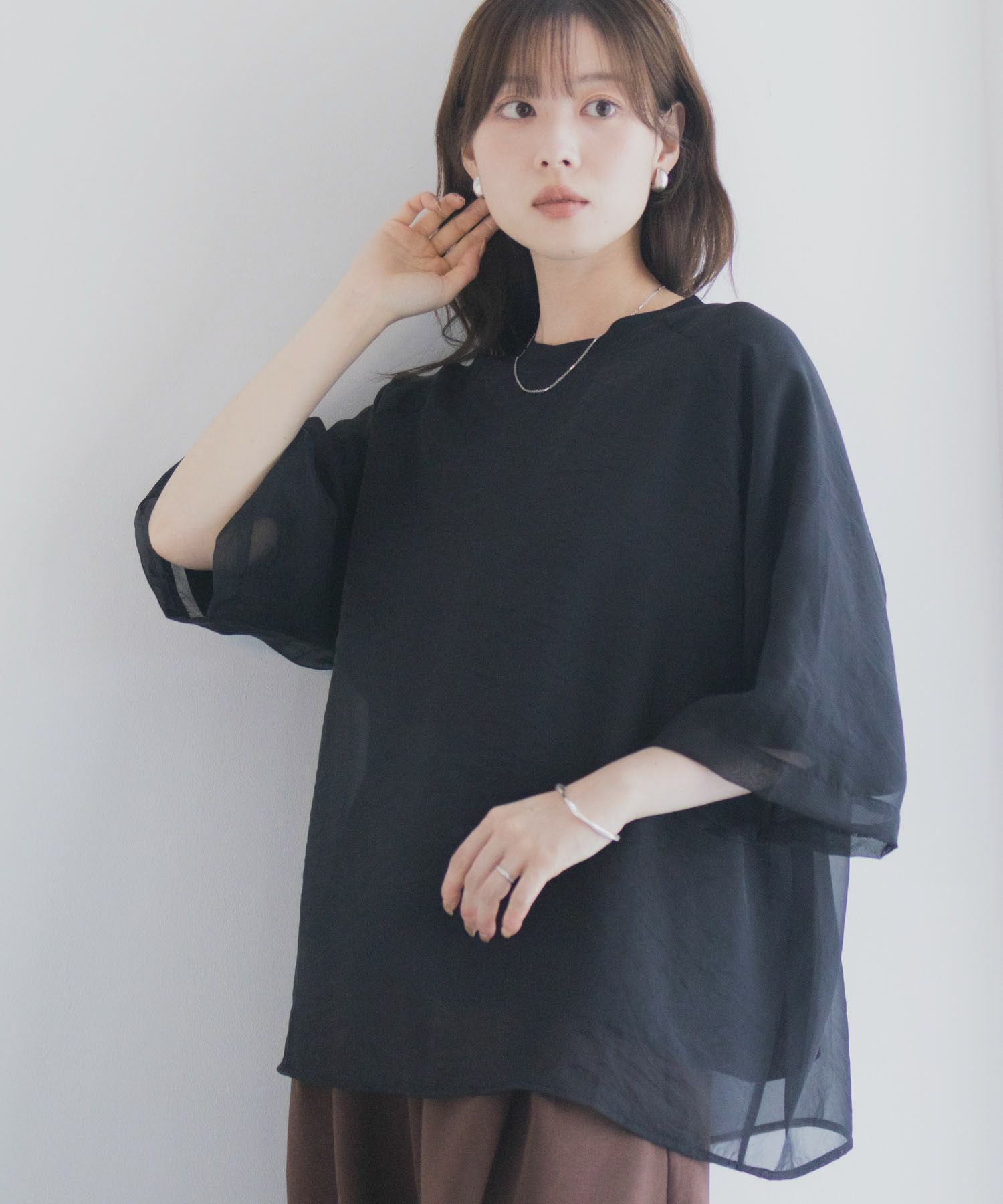 milli de l'air  ポンチ素材 シアーレイヤードトップス レディース メール便 対応商品商品サムネイル-21