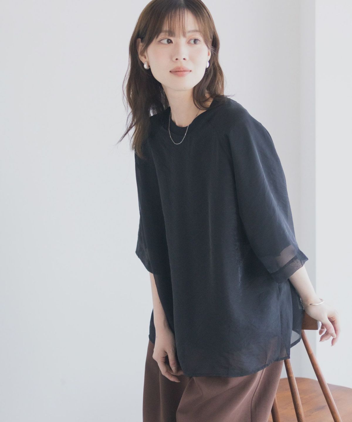 milli de l'air ポンチ素材 シアーレイヤードトップス レディース ネコポス 対応商品