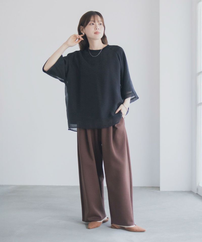 milli de l'air  ポンチ素材 シアーレイヤードトップス レディース メール便 対応商品商品画像-23