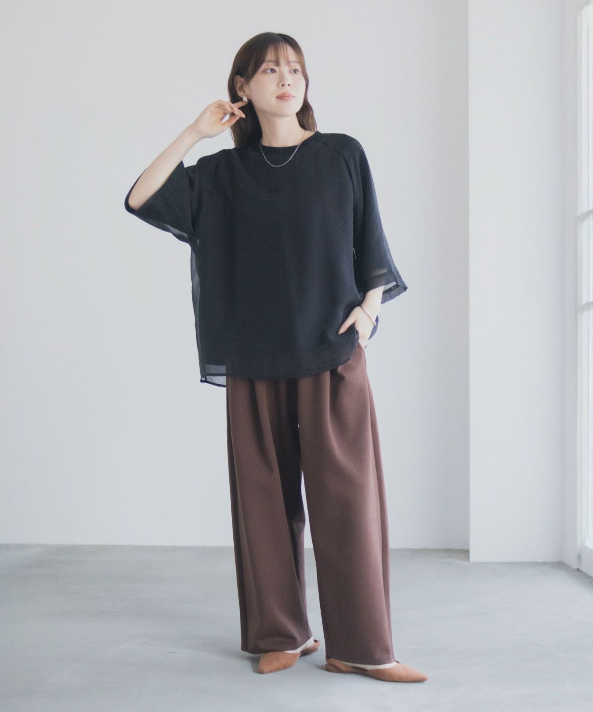 milli de l'air ポンチ素材 シアーレイヤードトップス レディース ネコポス 対応商品