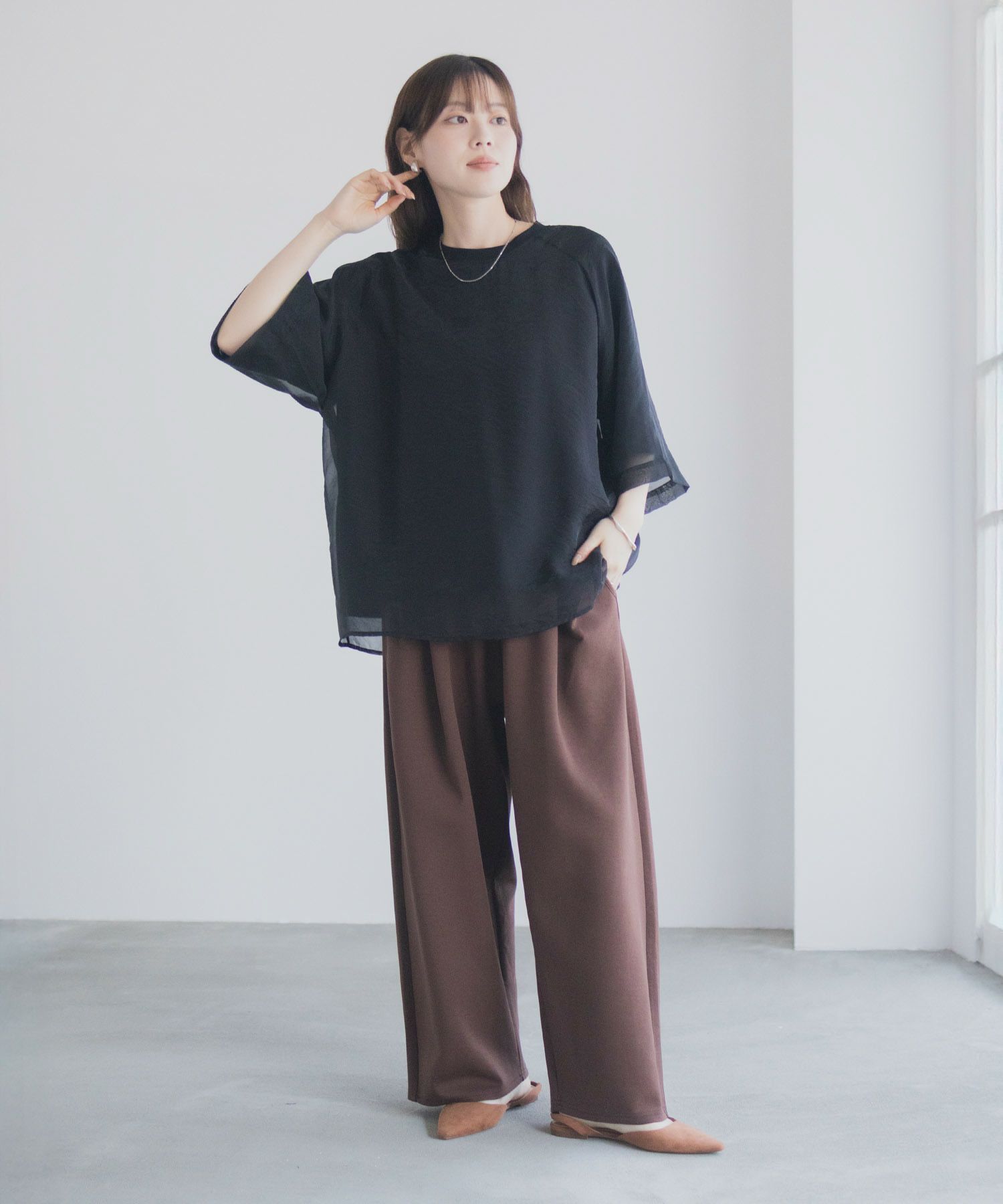 milli de l'air ポンチ素材 シアーレイヤードトップス レディース メール便 対応商品商品サムネイル-23