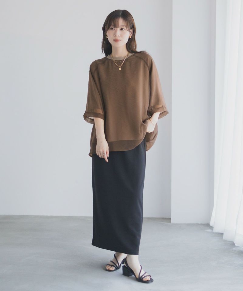 milli de l'air ポンチ素材 シアーレイヤードトップス レディース メール便 対応商品商品画像-32