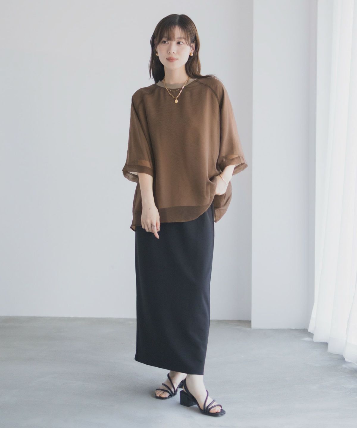 milli de l'air ポンチ素材 シアーレイヤードトップス レディース ネコポス 対応商品