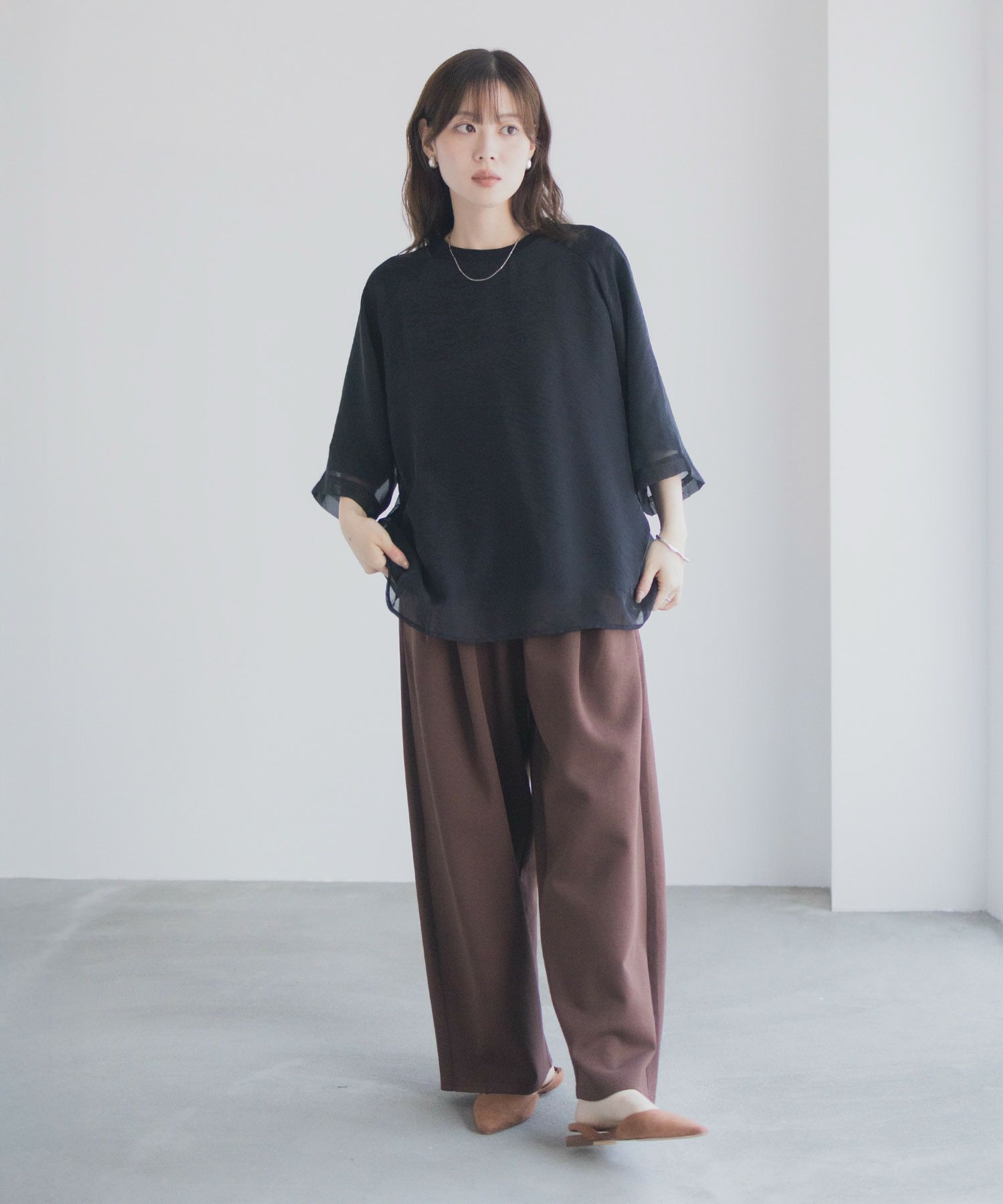 milli de l'air ポンチ素材 シアーレイヤードトップス レディース メール便 対応商品商品サムネイル-34