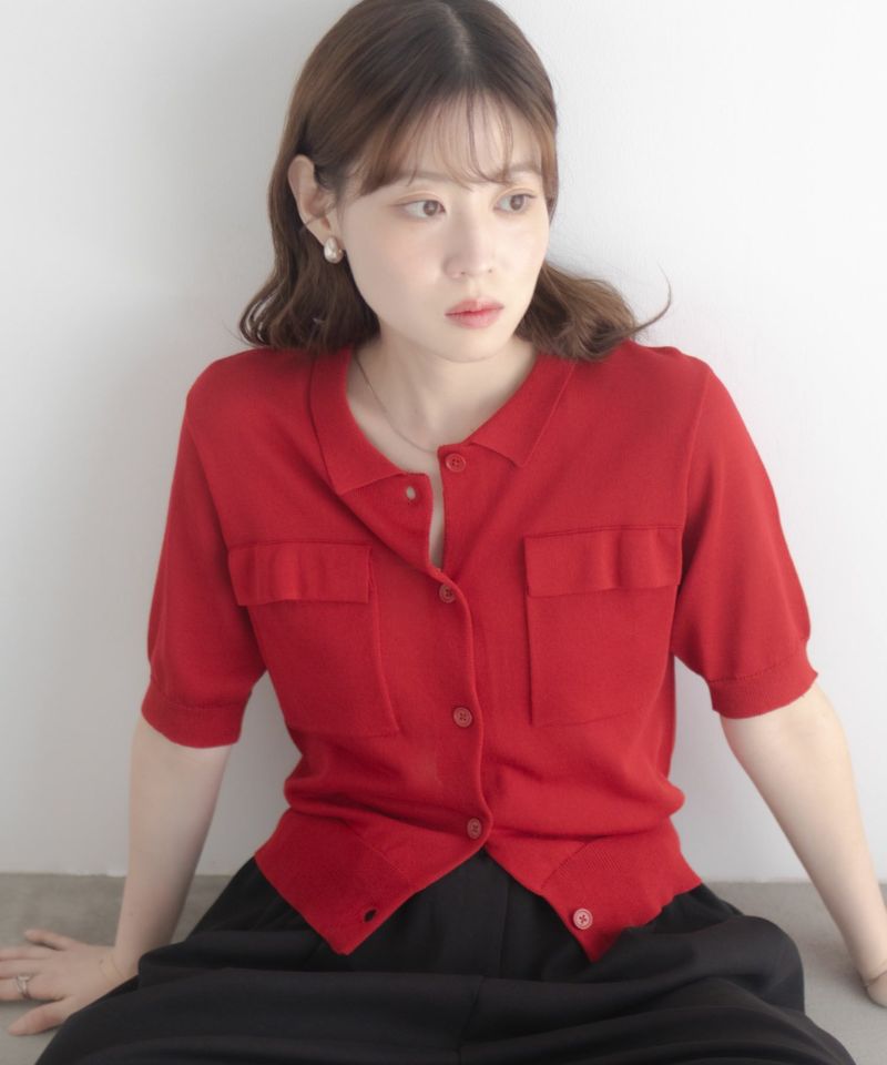 milli de l'air ポロカラーダブルポケットニット レディース商品画像-1