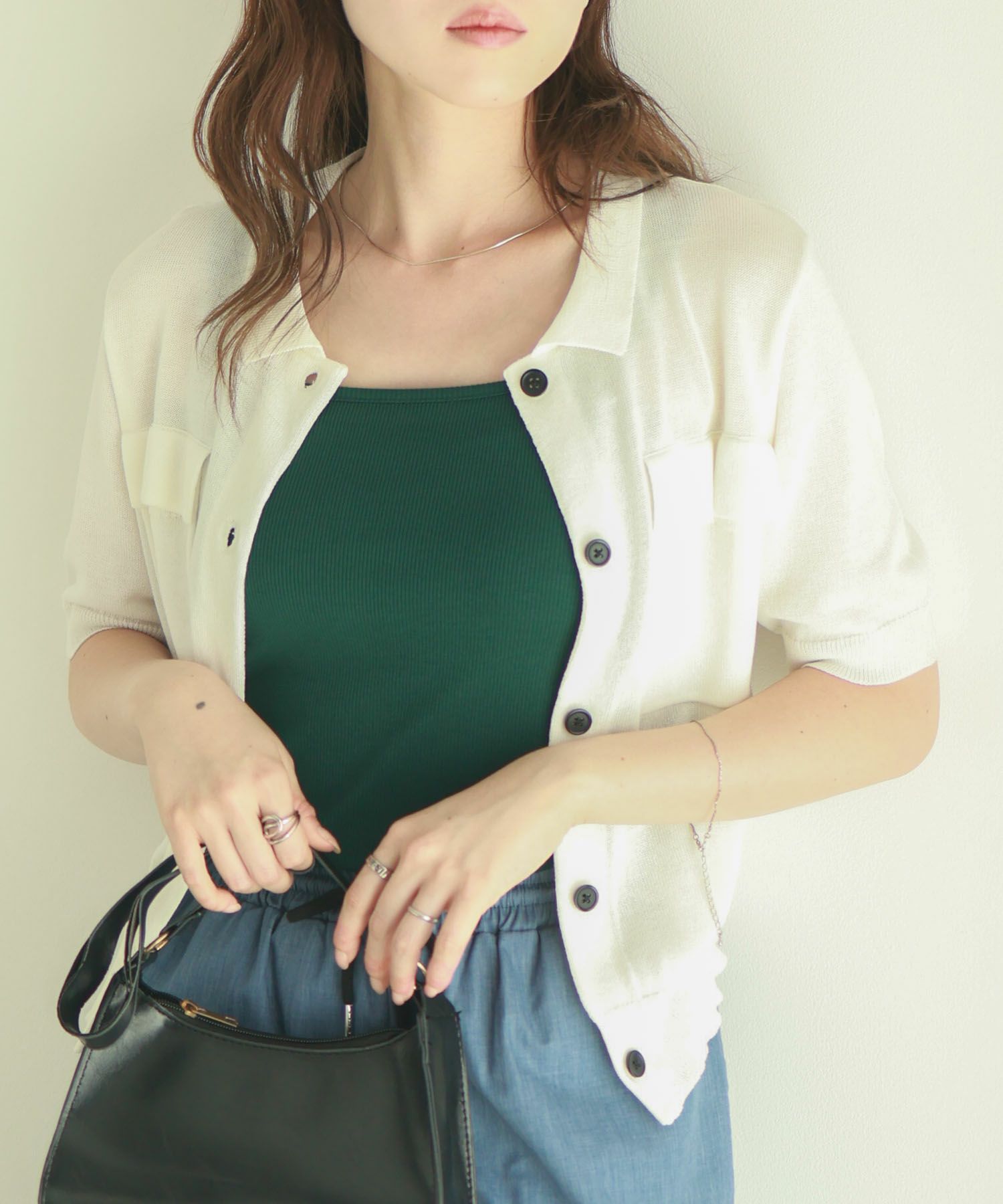 [さらに50%OFF]milli de l'air ポロカラーダブルポケットニット レディース商品画像-2