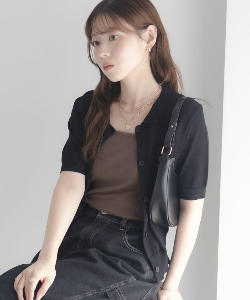 milli de l'air ポロカラーダブルポケットニット レディース商品画像-3